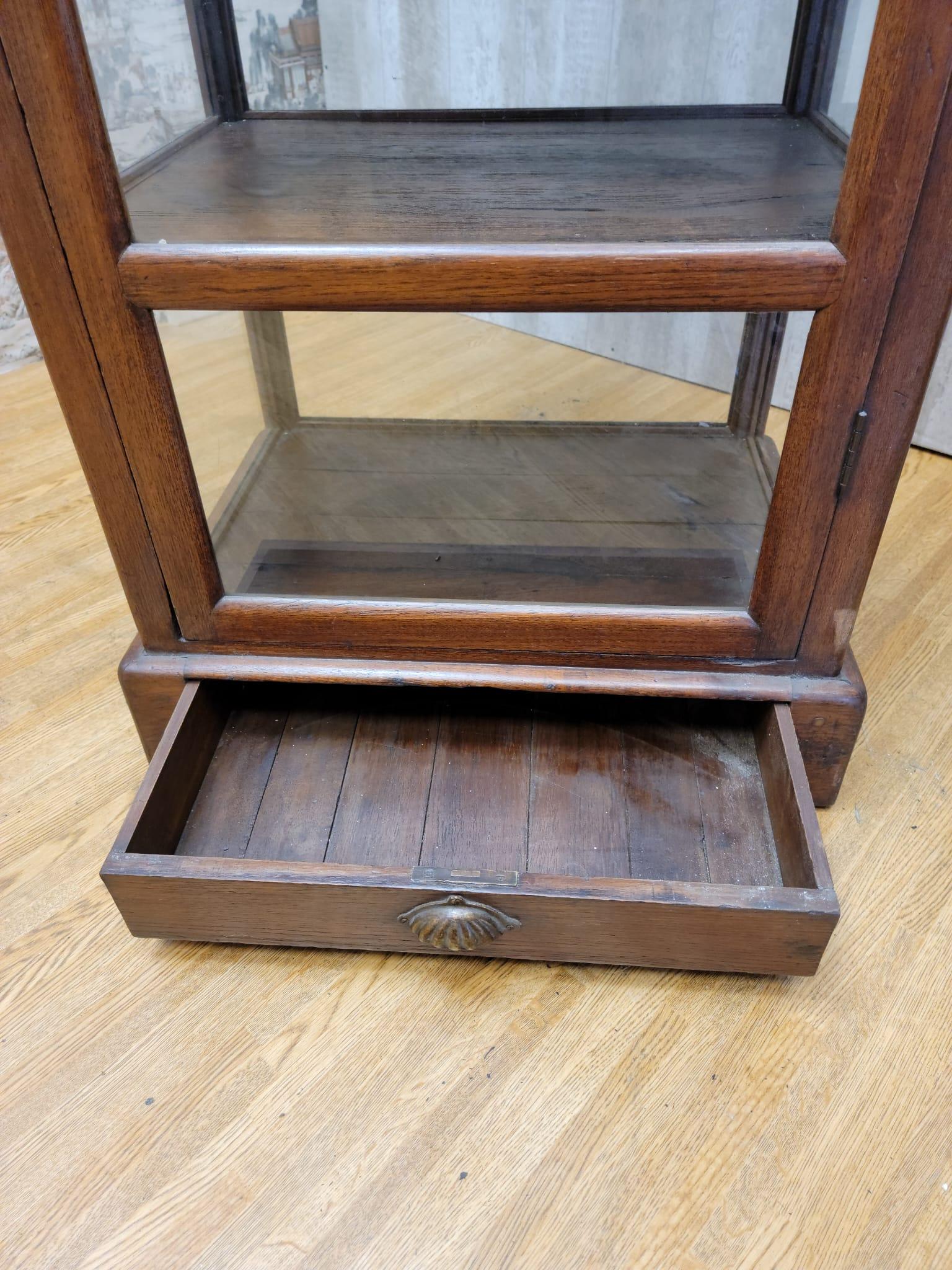 Antique Thai British Colonial Wood and Glass Display Case 9