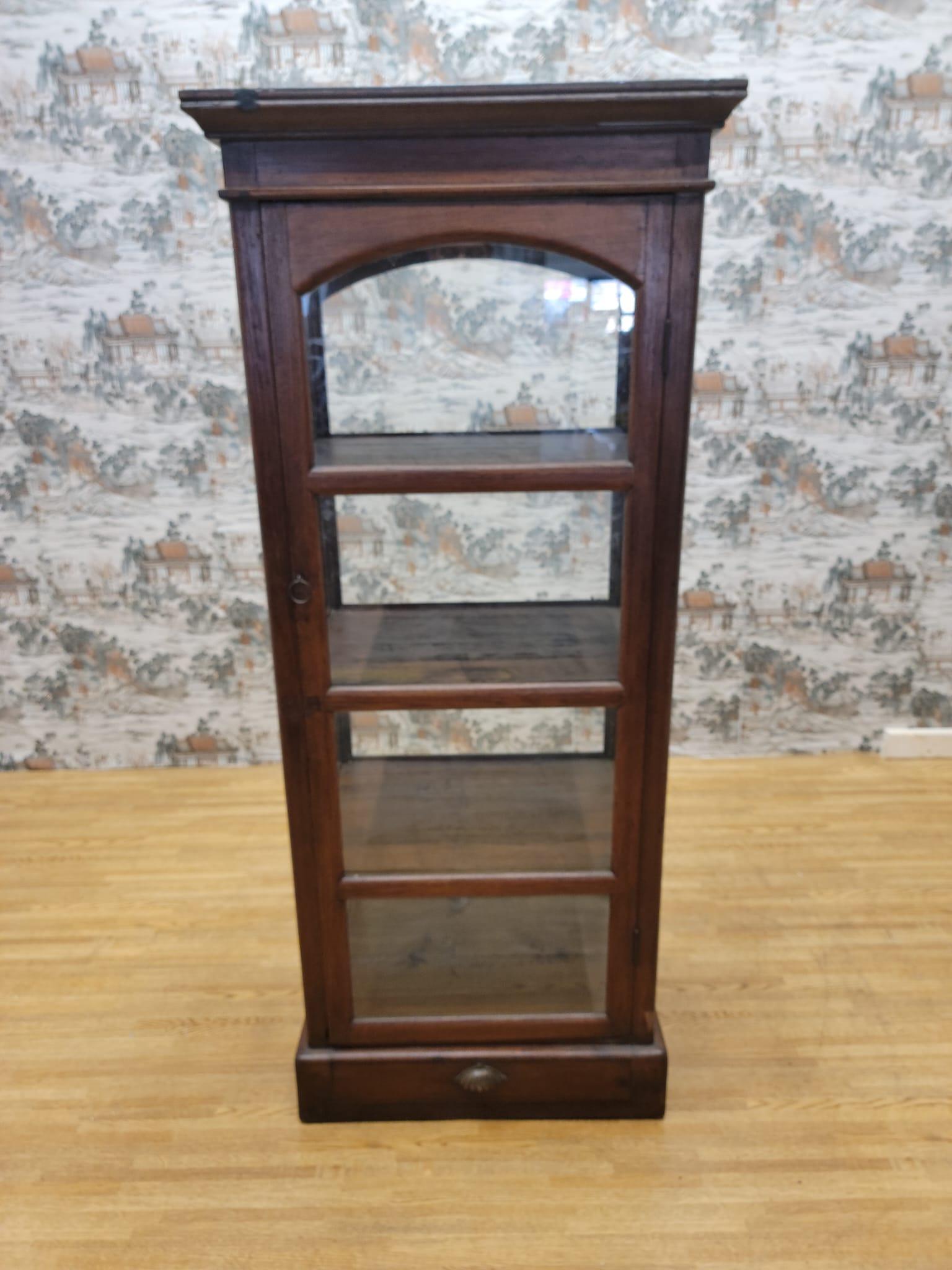 Hand-Crafted Antique Thai British Colonial Wood and Glass Display Case
