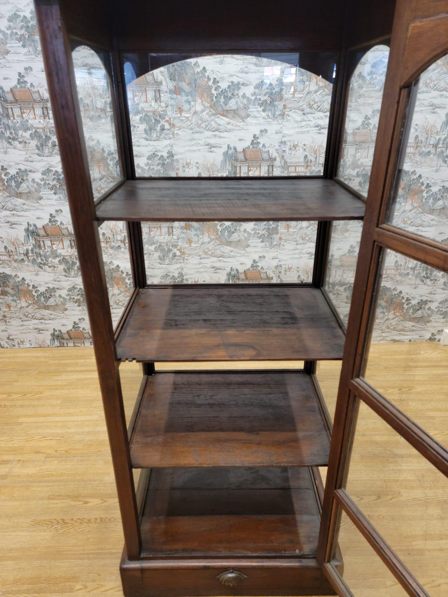 Antique Thai British Colonial Wood and Glass Display Case 1