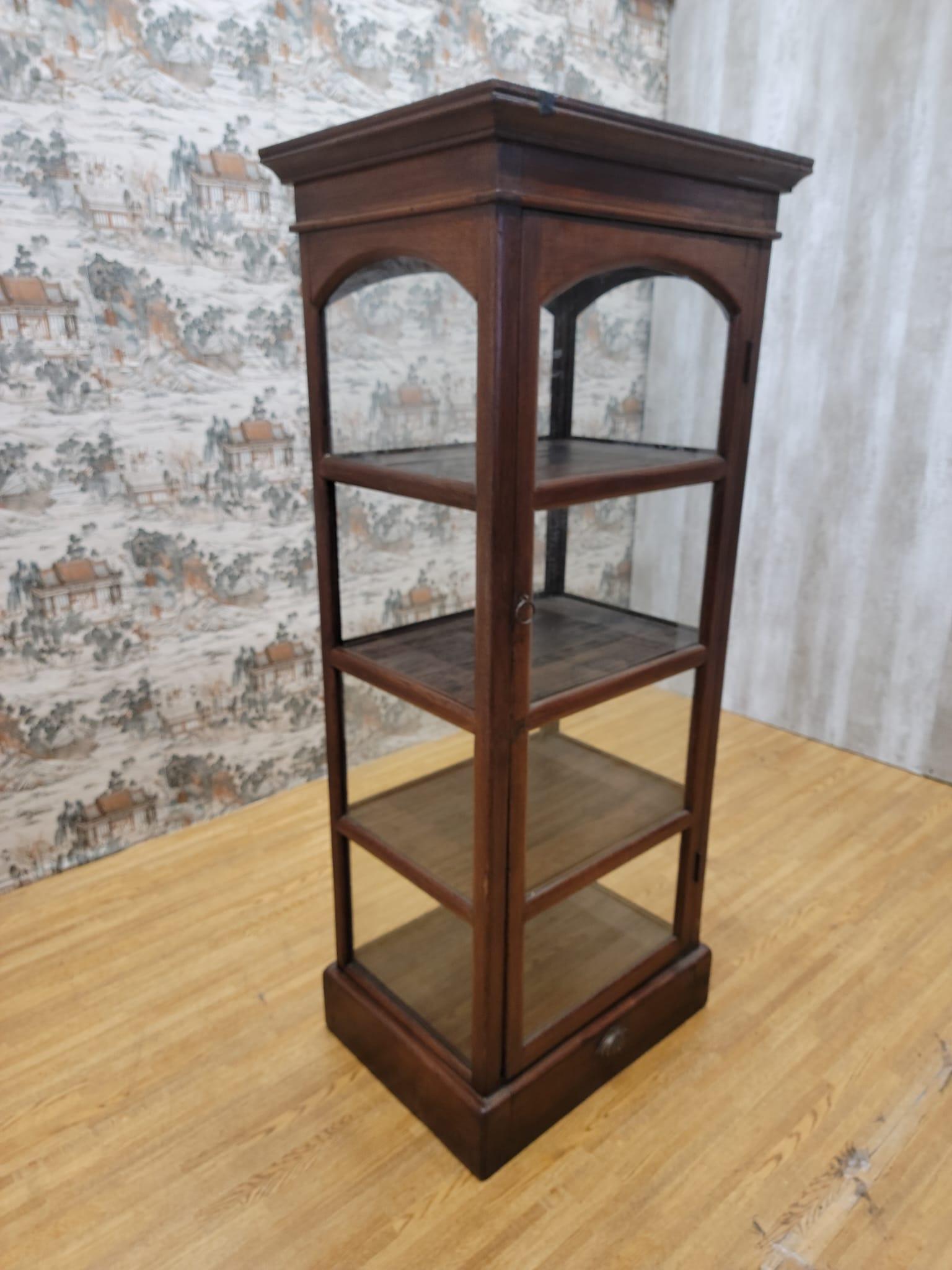 Antique Thai British Colonial Wood and Glass Display Case 3