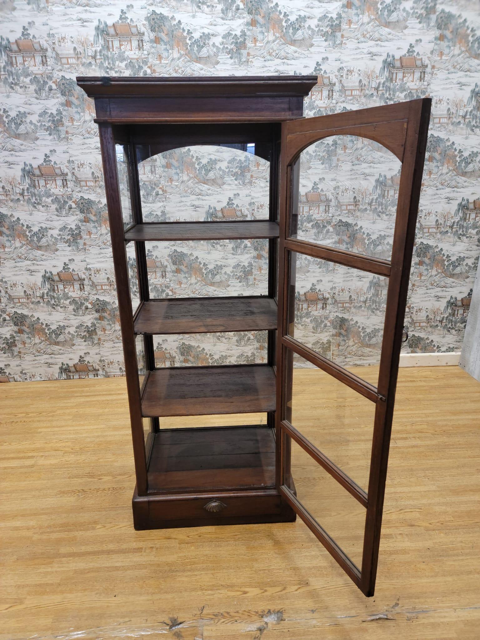 Antique Thai British Colonial Wood and Glass Display Case 4