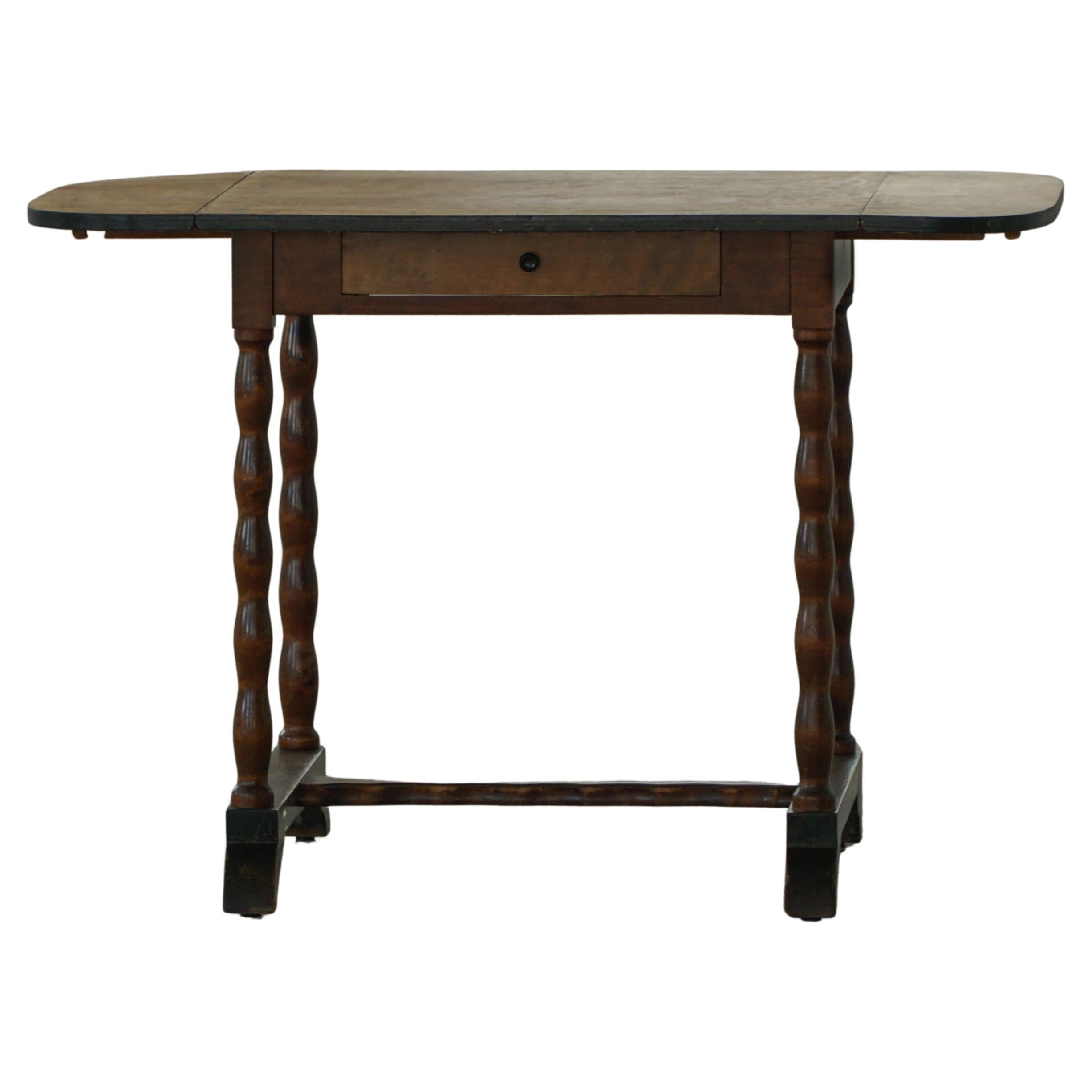 Antique British Folding Desk with Bobbin Legs, Early 20th Century For Sale