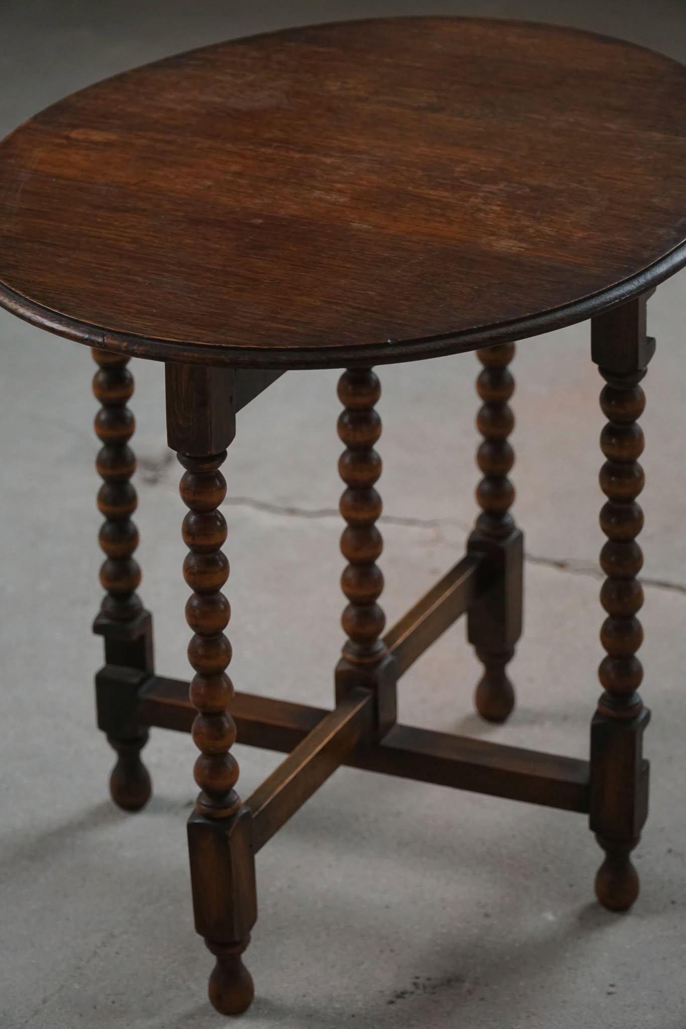 Antique British Folding Side Table with Bobbin Legs, Early 20th Century 4