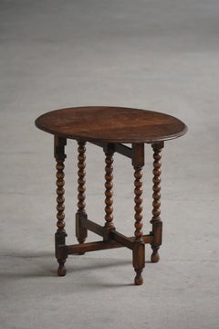 Antique British Folding Side Table with Bobbin Legs, Early 20th Century