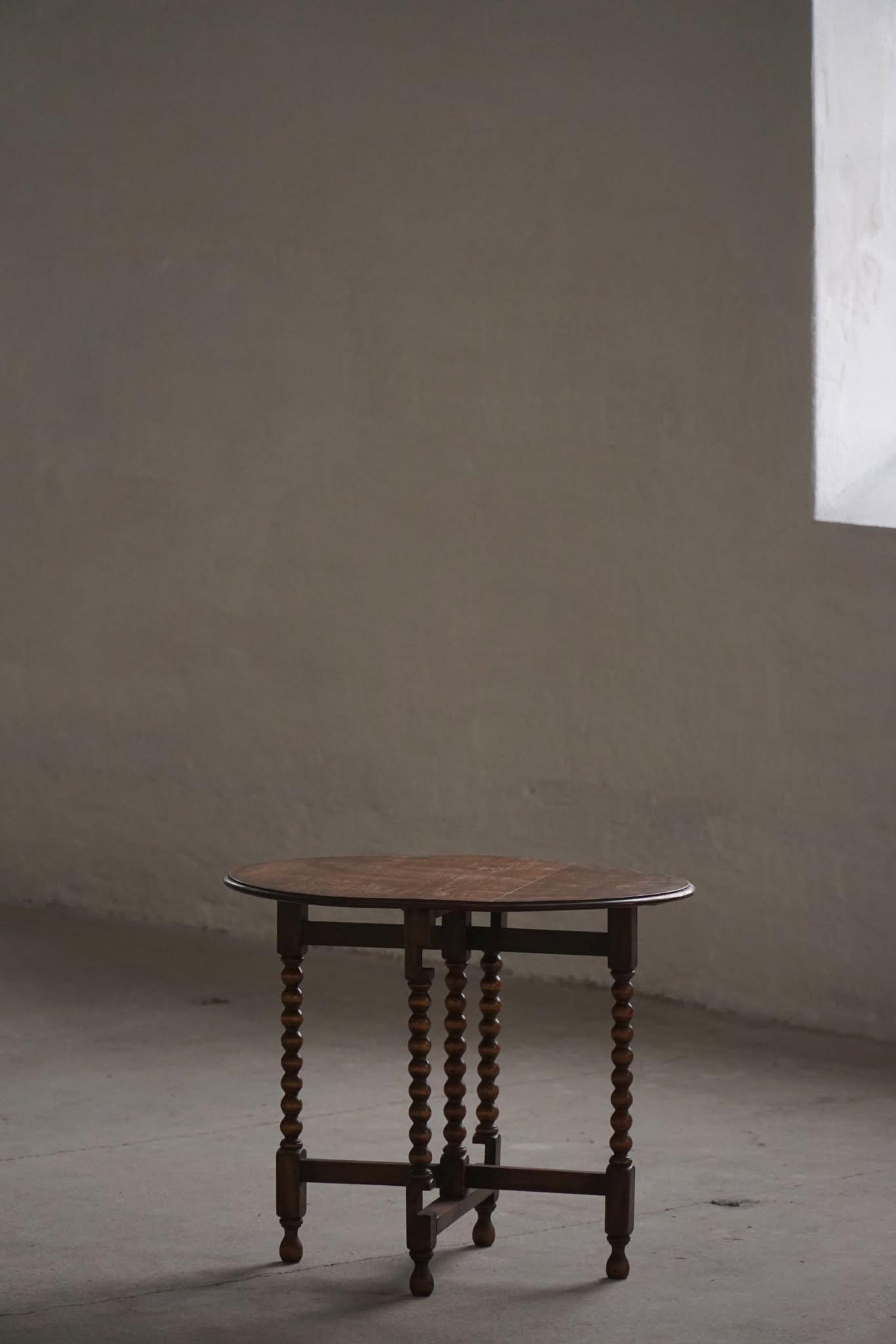 Antique British Folding Side Table with Bobbin Legs, Early 20th Century 1