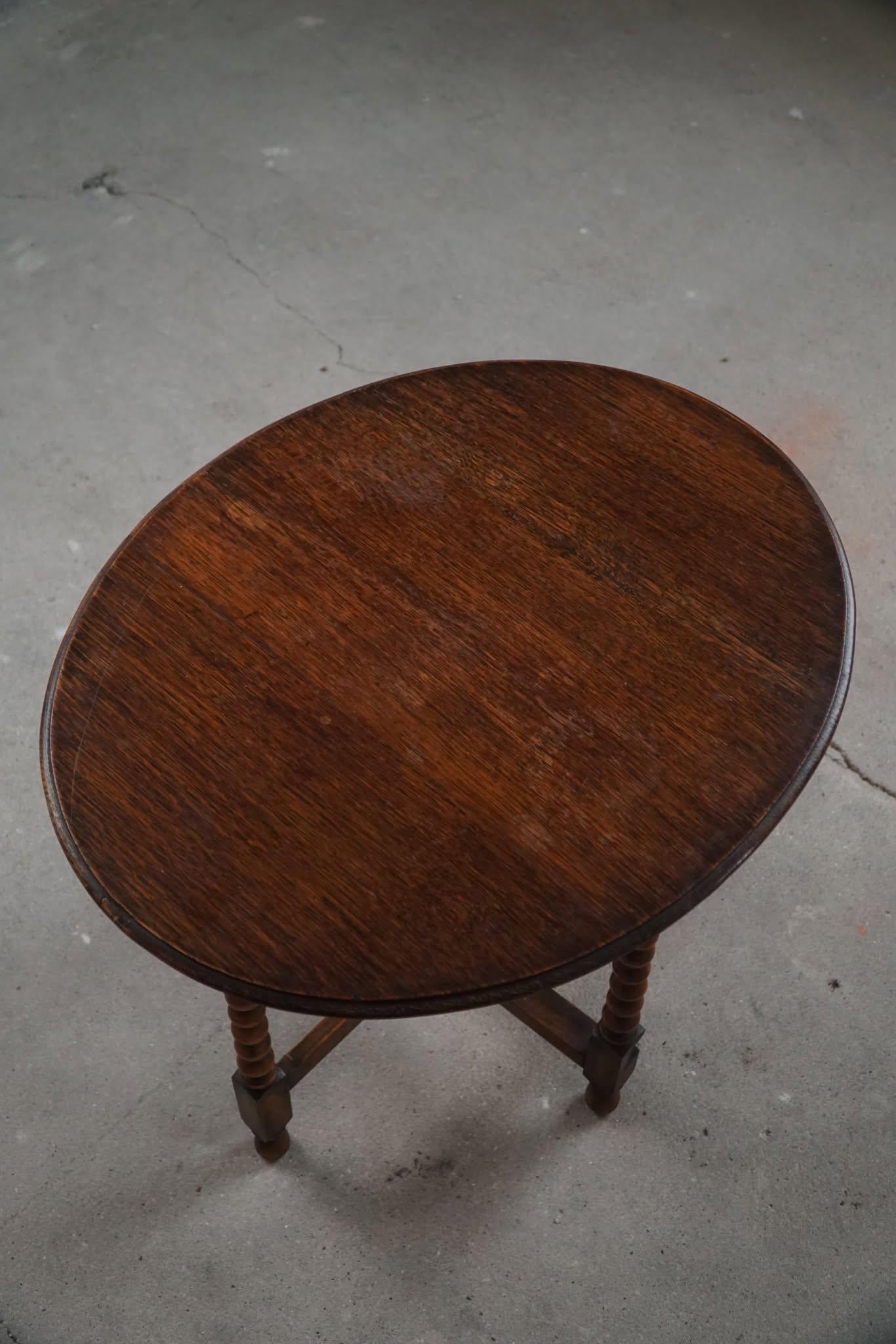 Antique British Folding Side Table with Bobbin Legs, Early 20th Century 3
