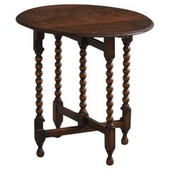 Antique British Folding Side Table with Bobbin Legs, Early 20th Century