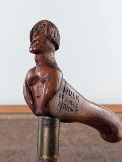Antique British Folk Art Hand Carved Gentleman Walking Stick