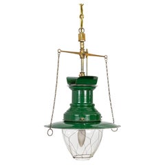 Antique British Green Enameled Nautical Lantern