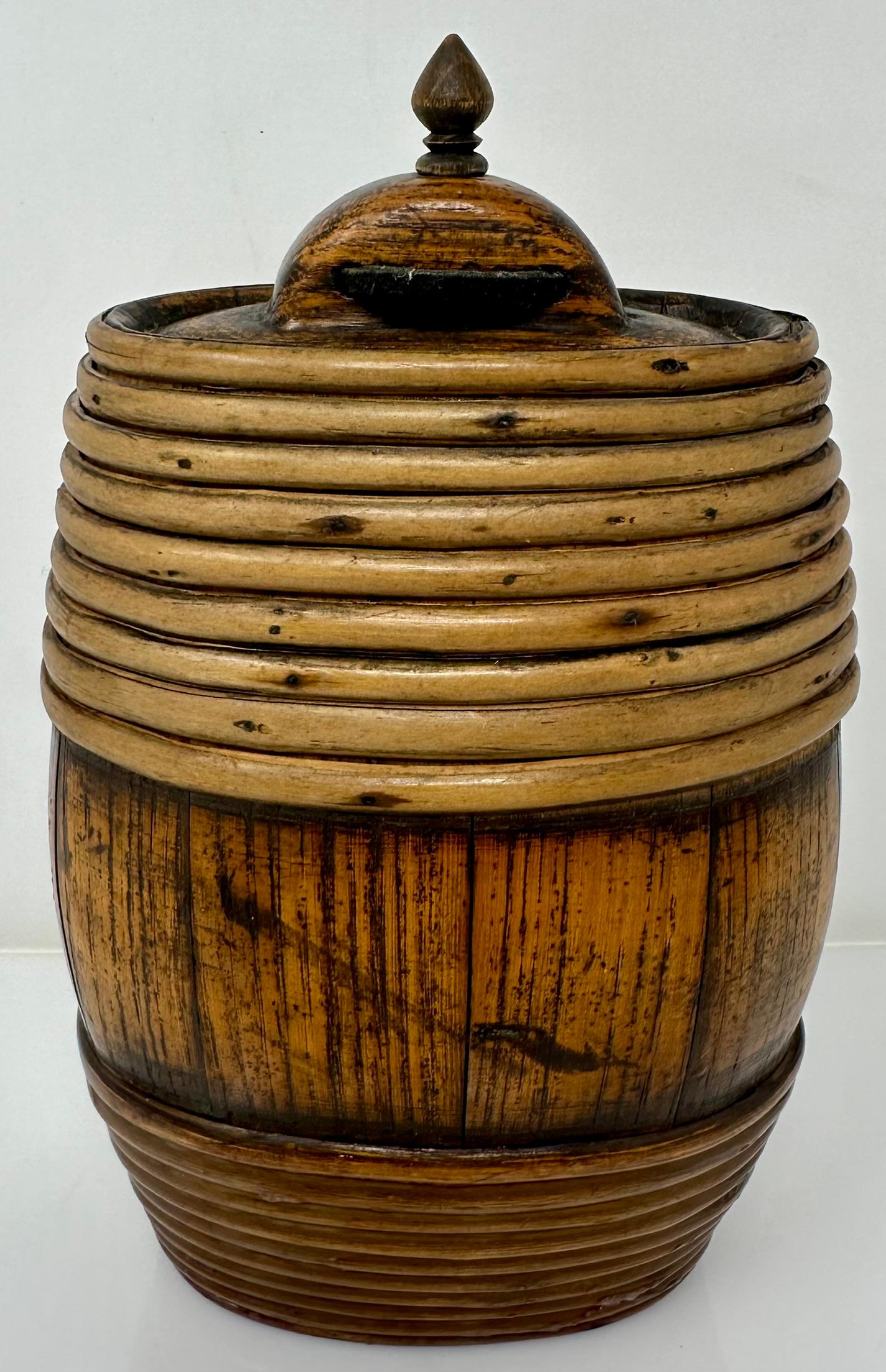 Antikes britisches indisches Korbweide-Erntegeschirr Canteen für Wasser oder Zider, um 1850. (Indisch) im Angebot