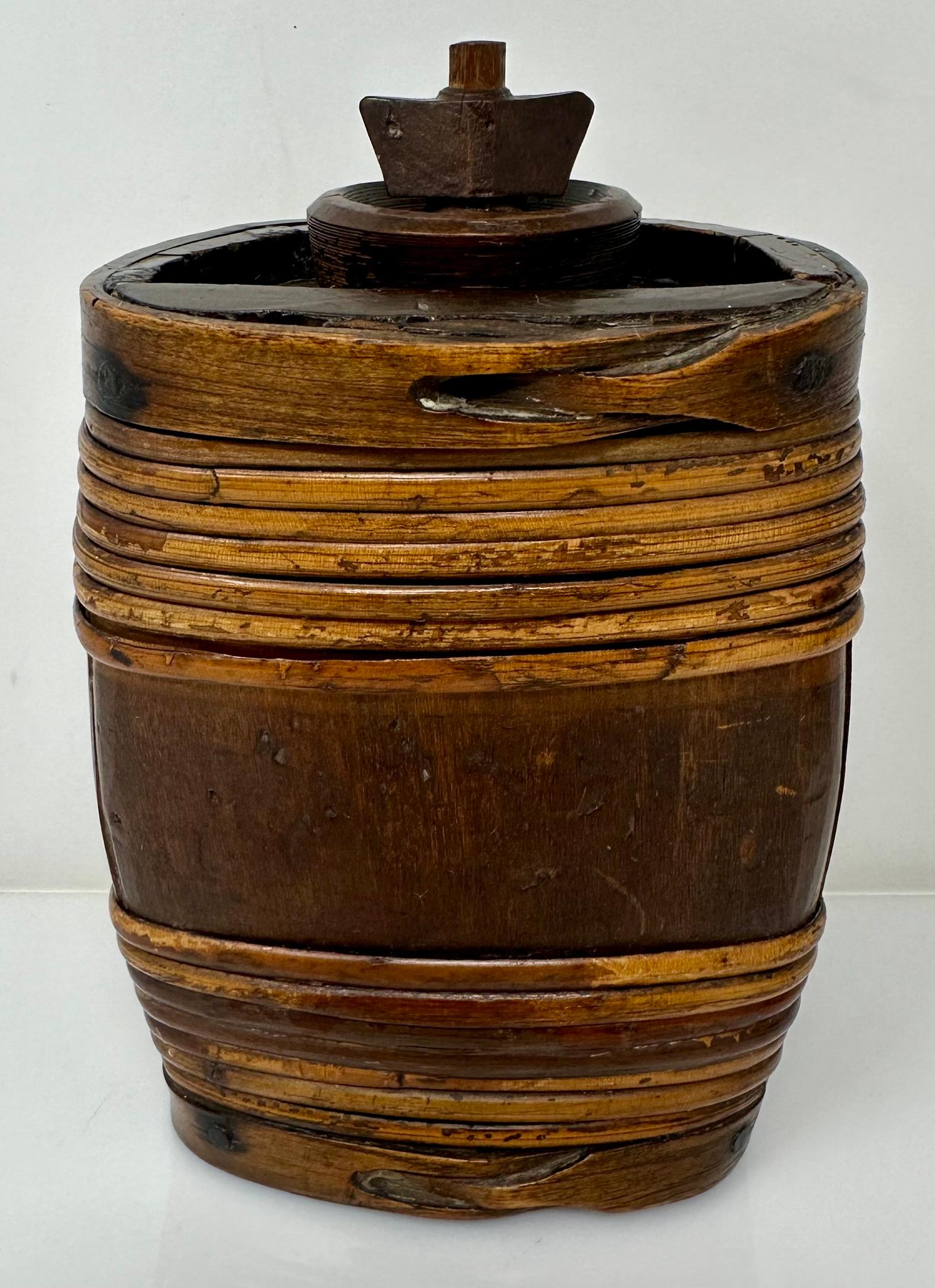 Antique British Indian Costrel Harvest Canteen for Water or Cider, Circa 1850. siglo XIX en venta