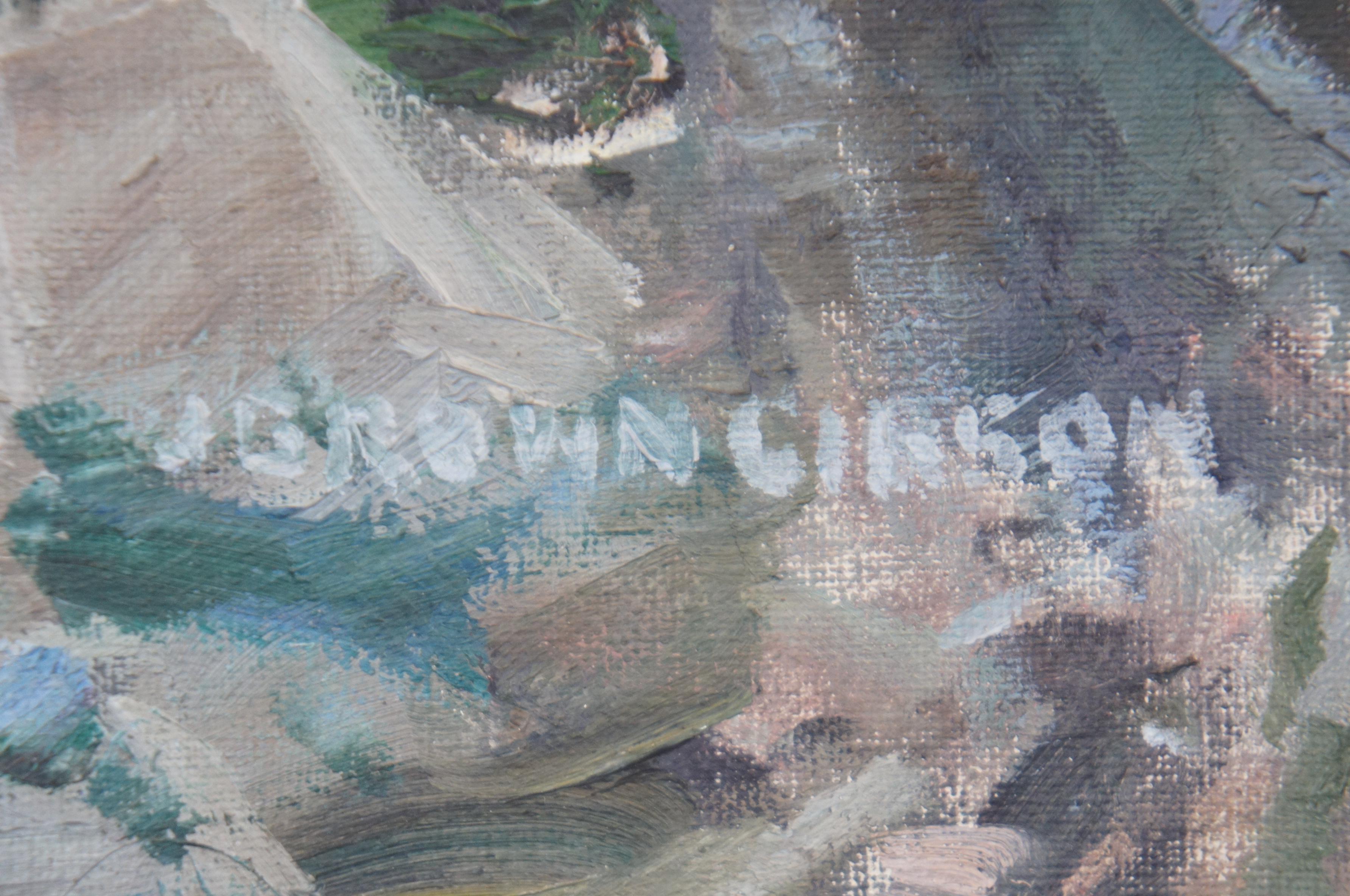 Antique British J. Brown Gibson Impressionist River Landscape Oil Painting 23