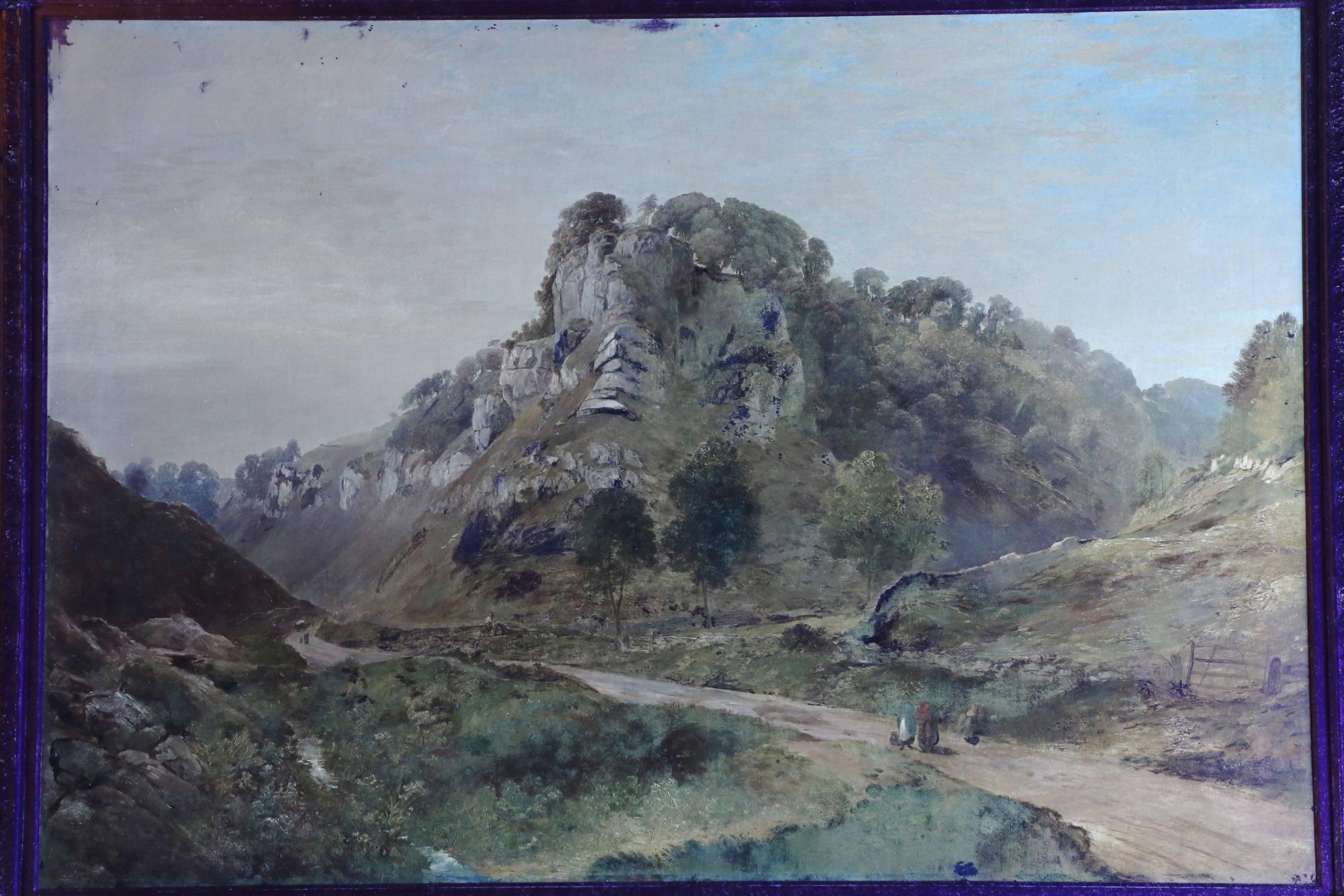 Antique British Landscape Oil Painting of Path through Mountains, 19th Century 5