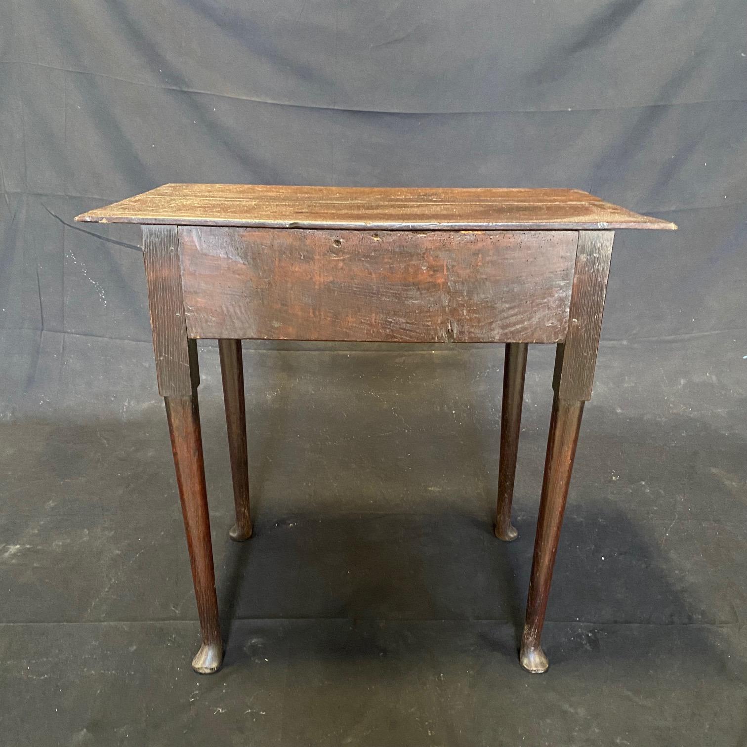 Brass  Antique British Late 18th Century Oak Side or Accent Table