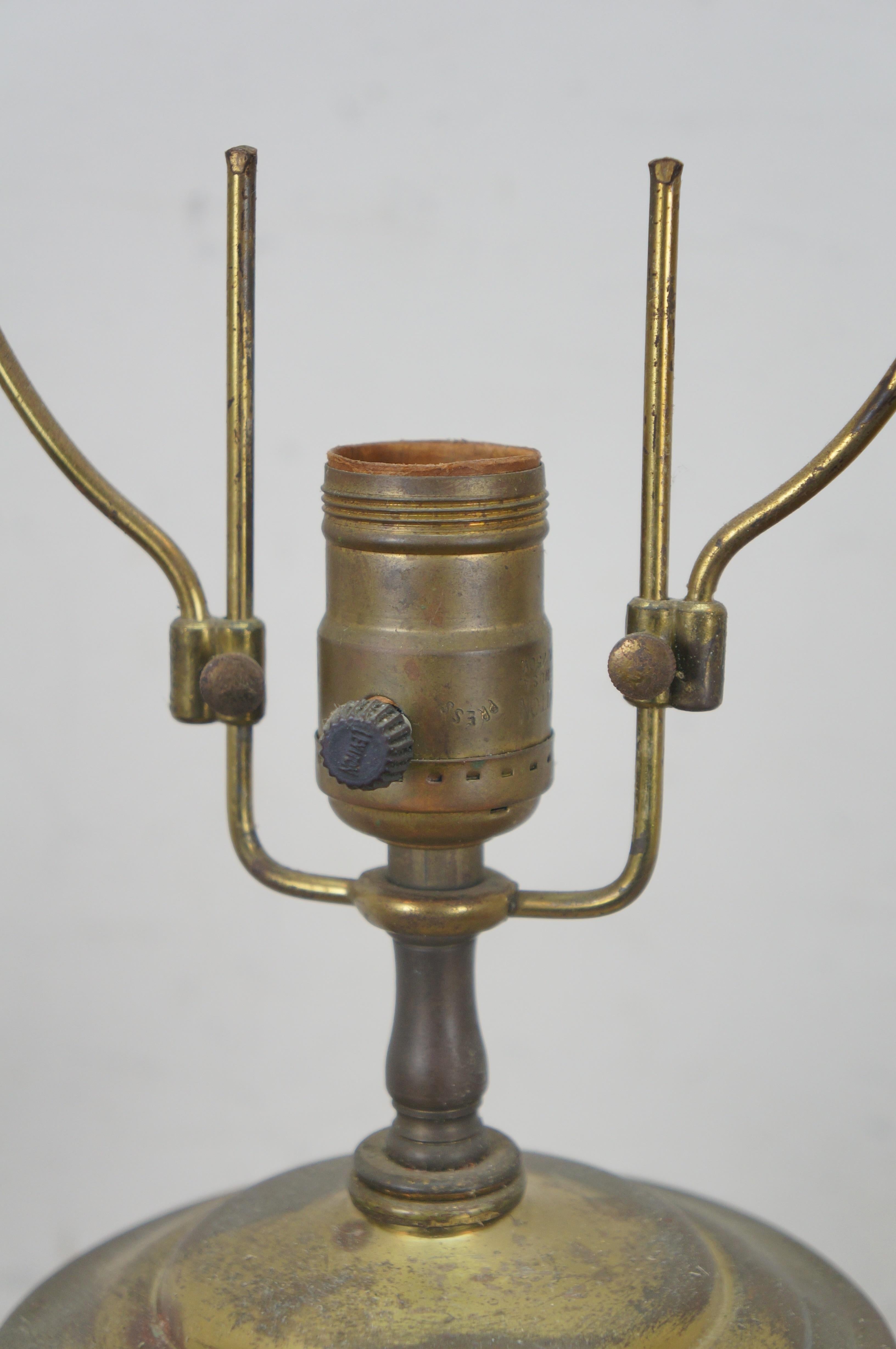 Antique British Leather Coat of Arts Cordite Gunpower Bucket Desk Lamp 35