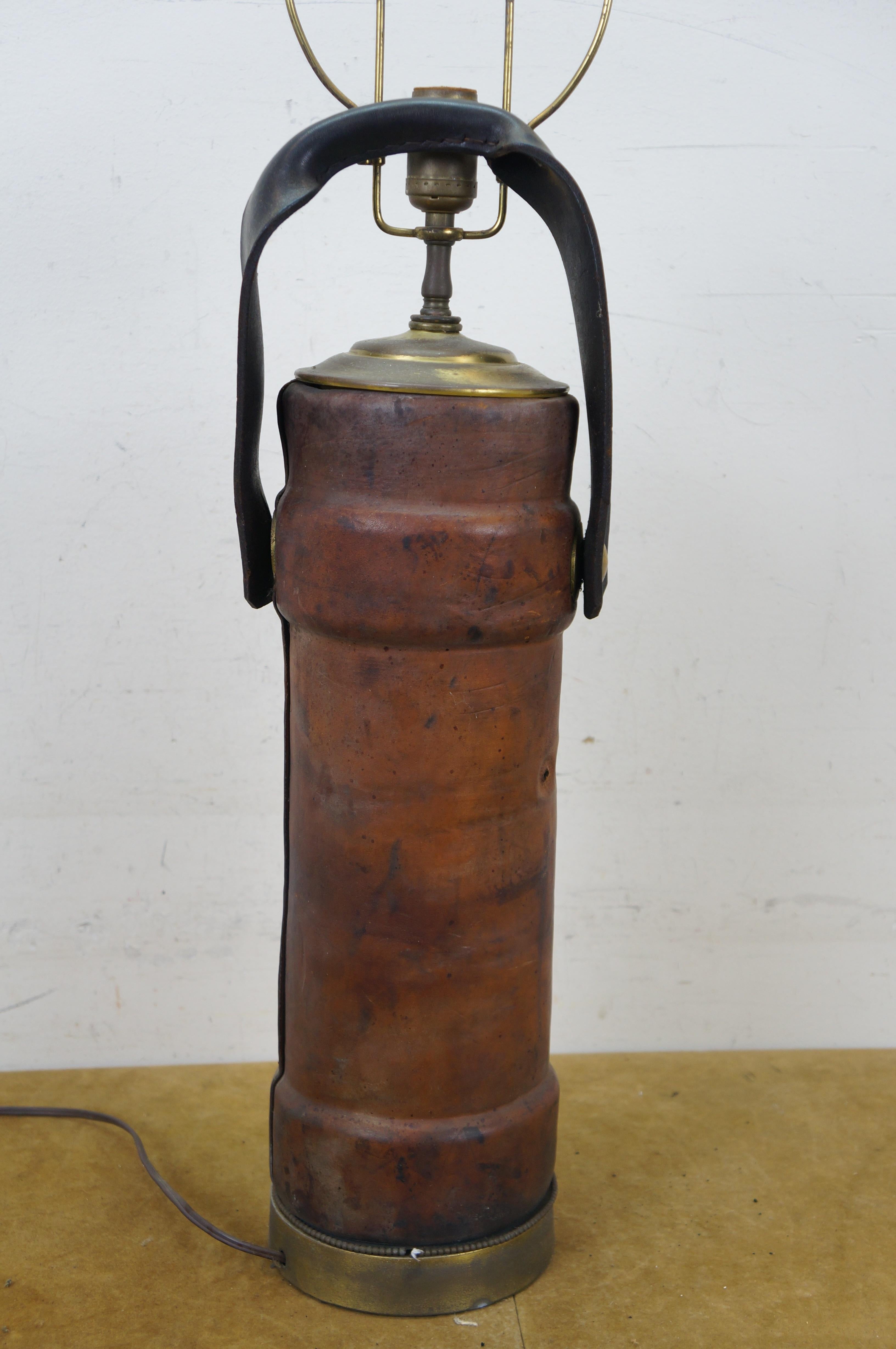 20th Century Antique British Leather Coat of Arts Cordite Gunpower Bucket Desk Lamp 35