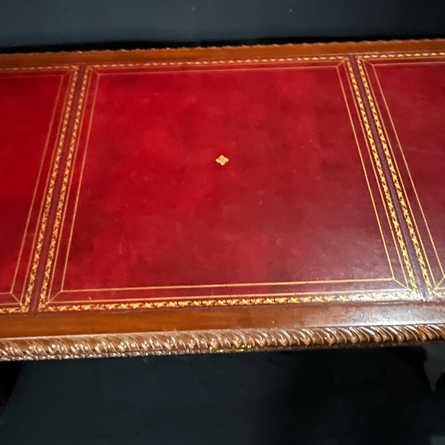 Antique British Leather Top Ball and Claw Foot Desk 4