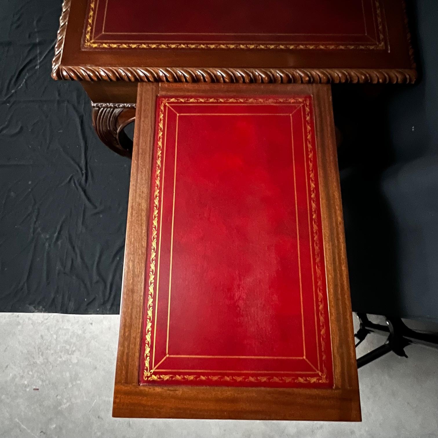 English Antique British Leather Top Ball and Claw Foot Desk