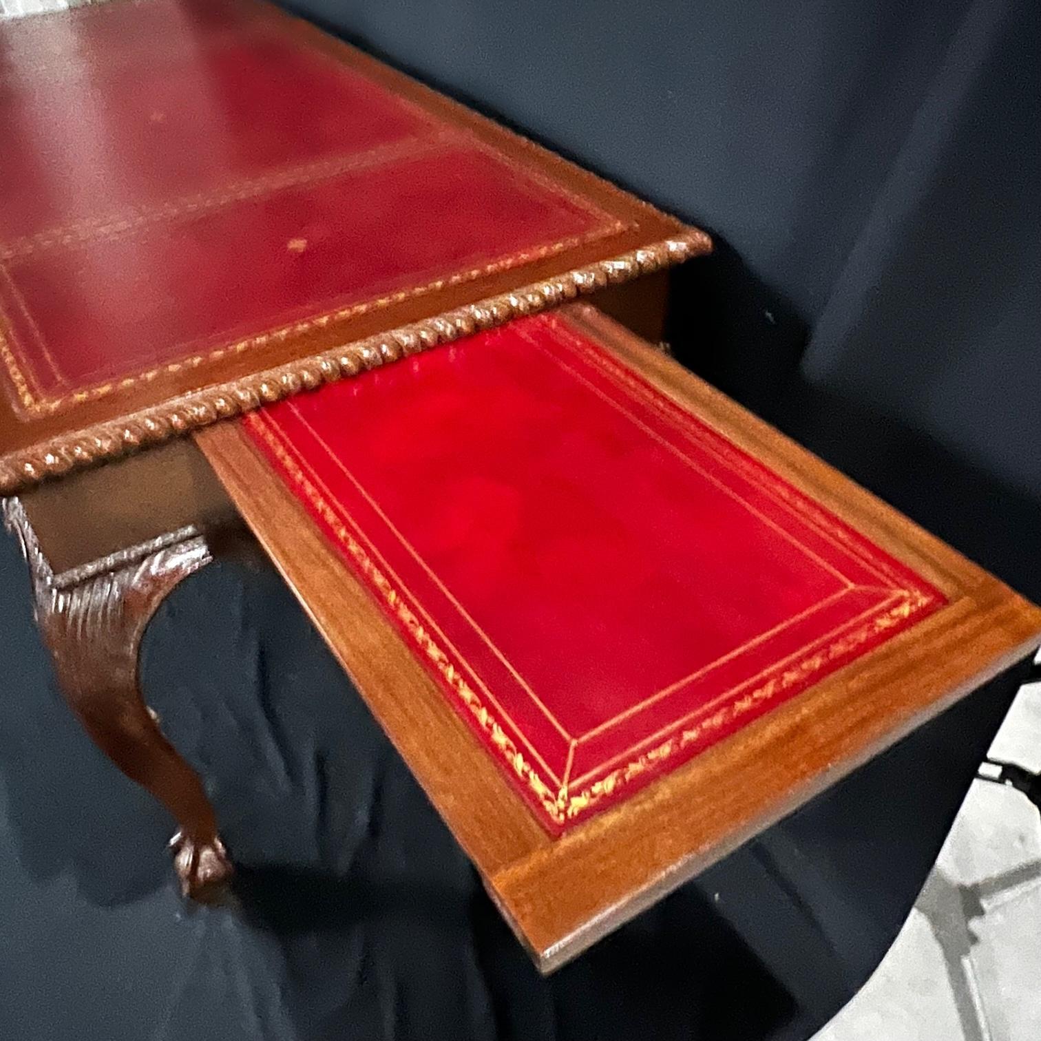  Antique British Leather Top Ball and Claw Foot Desk In Good Condition In Hopewell, NJ