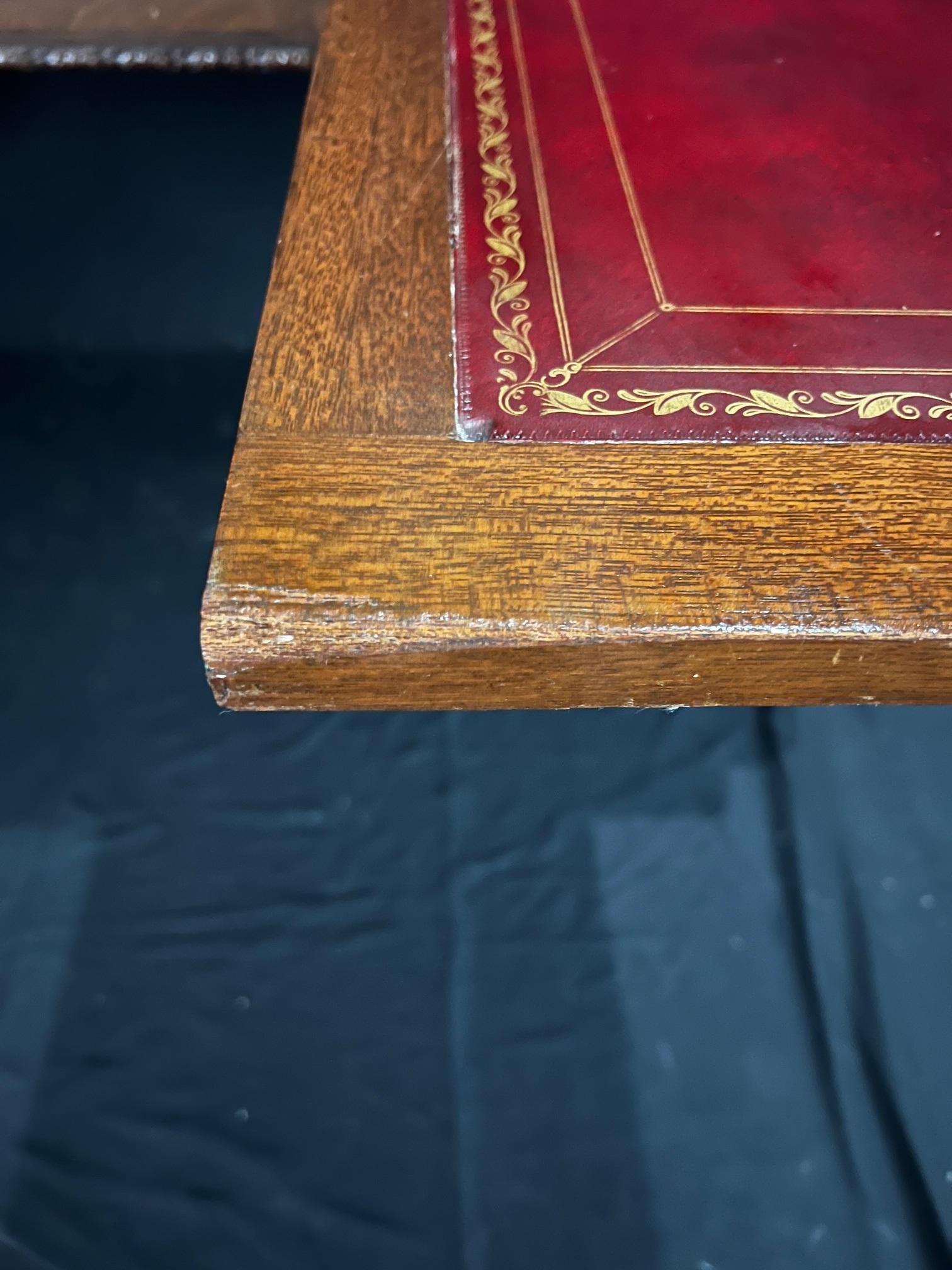  Antique British Leather Top Ball and Claw Foot Desk 1