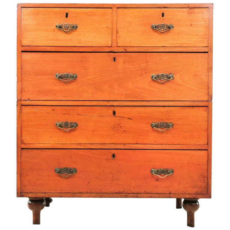 Antique British Military Campaign Chest of Drawers For Sale at 1stDibs