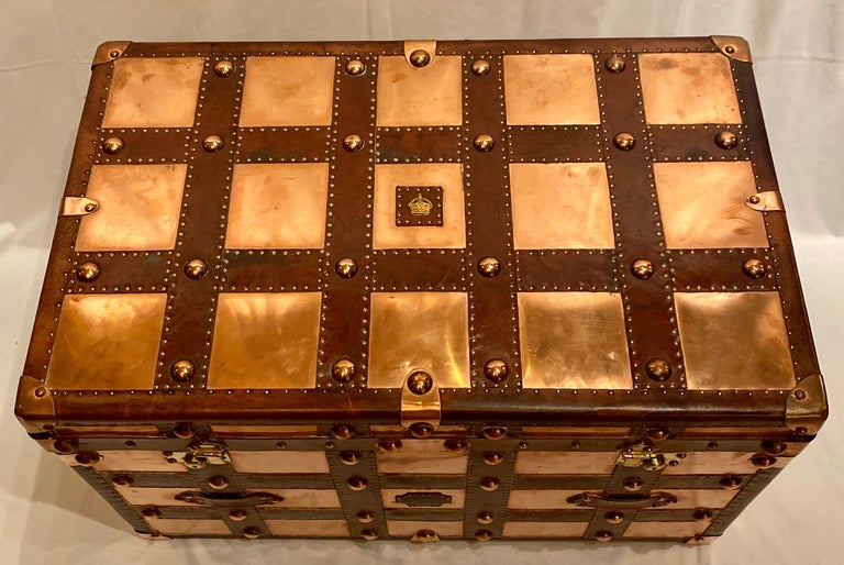 Antique British Military Officer's Trunk, Copper and Leather, circa 1890 at  1stDibs