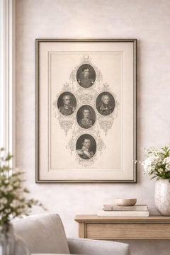 Antique British Military Portrait Print – Sikh War Generals, c.1850