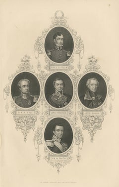 Antique British Military Portrait Print – Sikh War Generals, c.1850