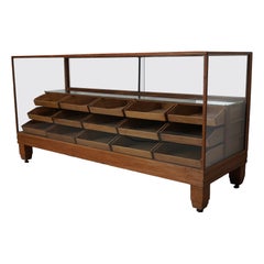 Antique British Oak Haberdashery Cabinet or Shop Counter, 1920/30s