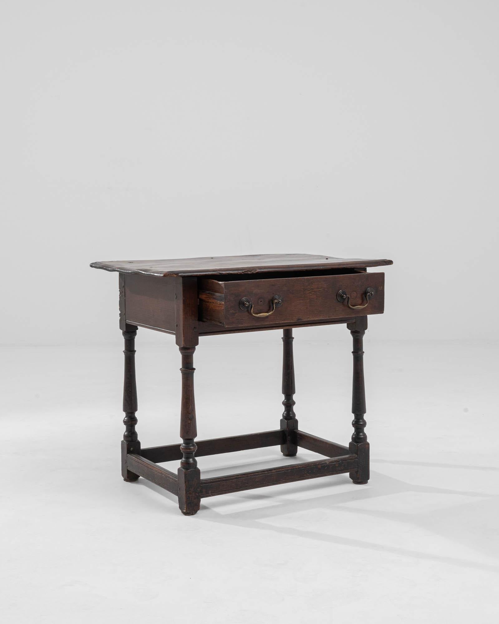 Patinated Antique British Oak Side Table