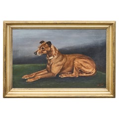 Antique British Oil Dog Portrait by Edward Aistrop in Gilt Frame, circa 1900