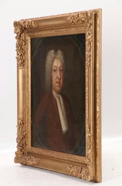 Antique British Olio su tela Ritratto di un nobile, 18° secolo