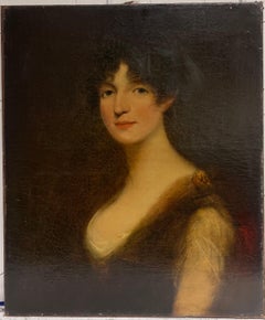 Belle peinture à l'huile sur toile du début du 19e siècle, Portrait d'une femme douce