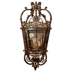 Antique British Polished Brass Lantern, Circa 1900-1920