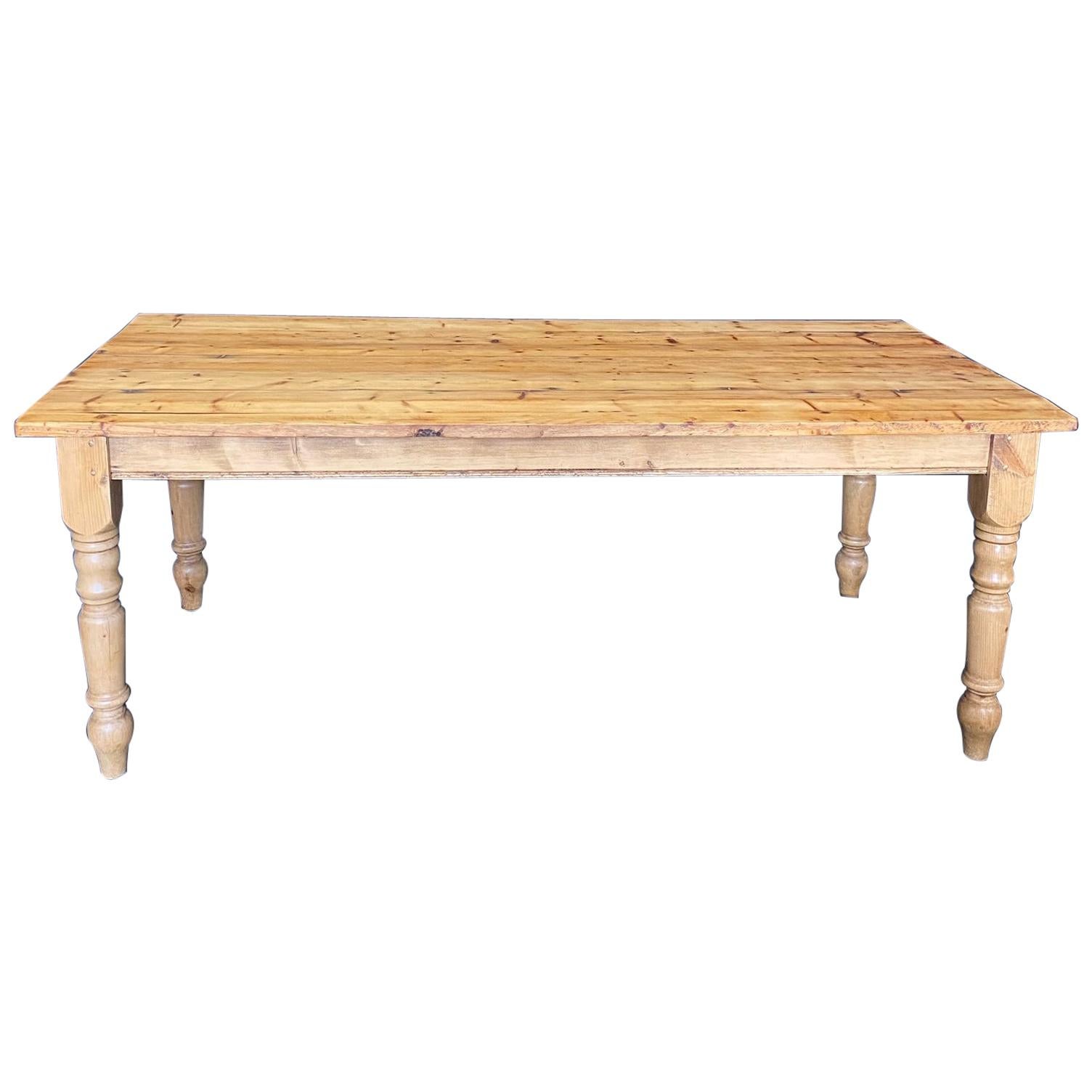 Antique British Scrubbed Pine Dining Table