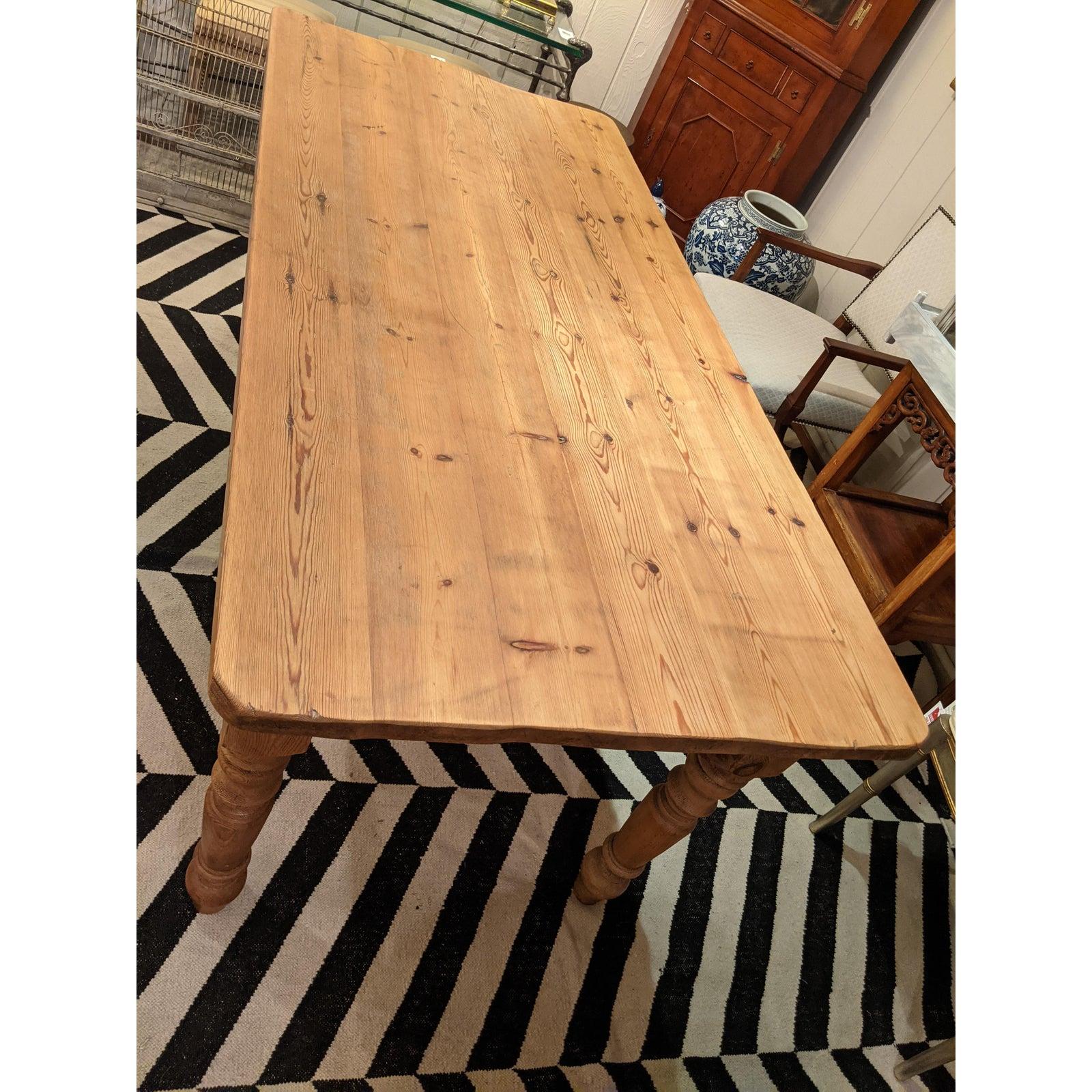 Country Antique British Scrubbed Pine Farm Table Dining Table