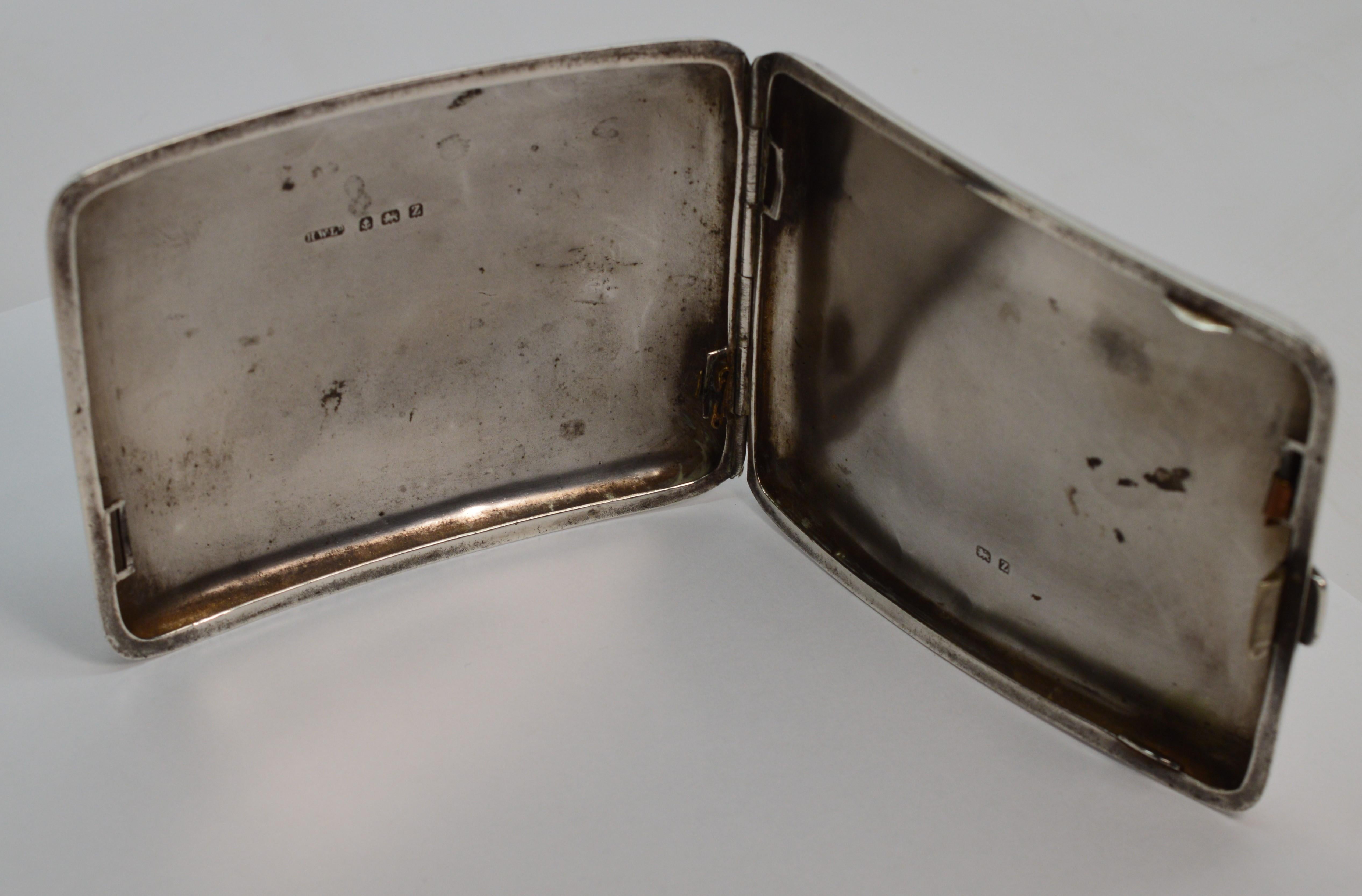 Women's or Men's Antique British Sterling Silver Engraved Cigarette Case
