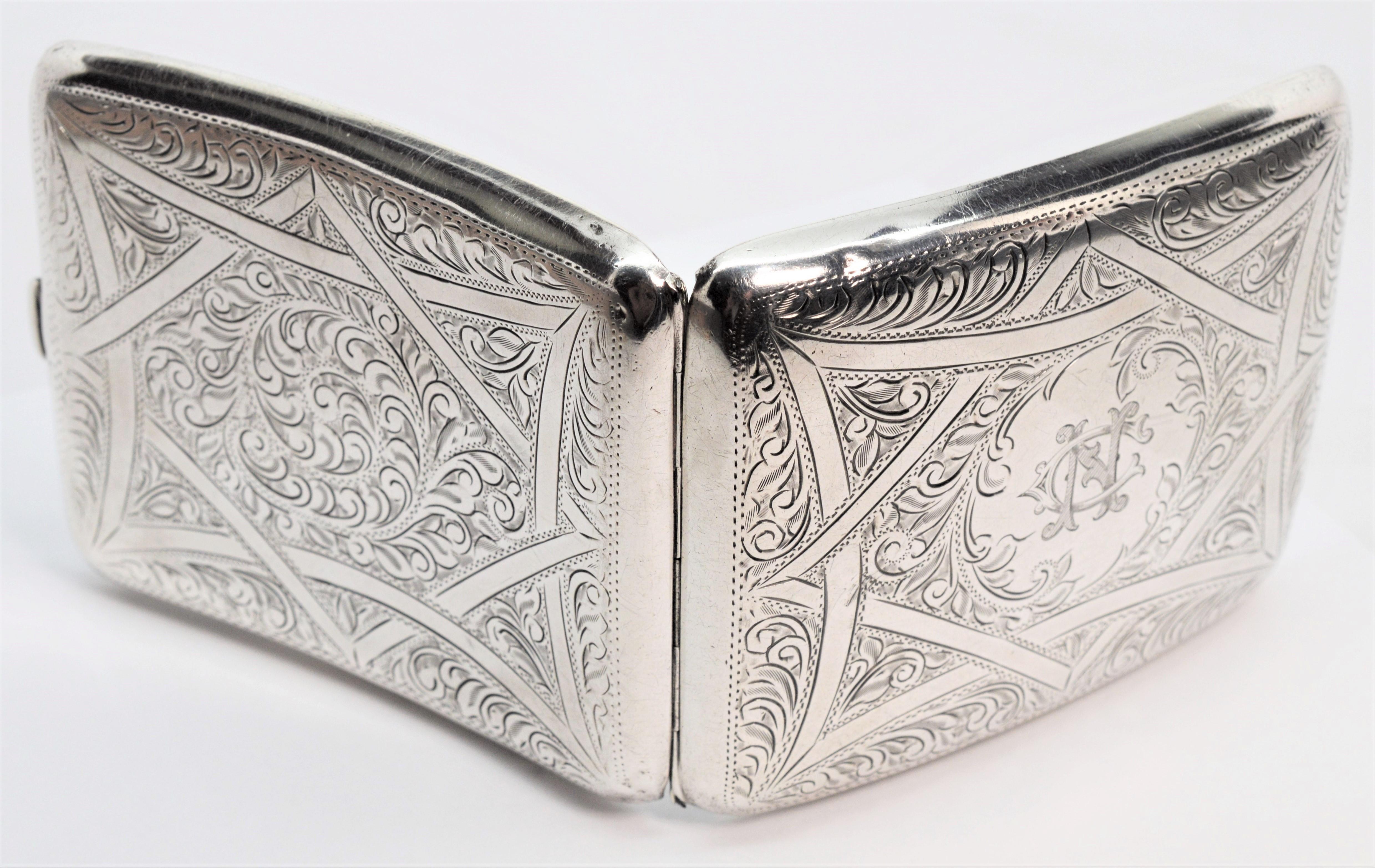 Antique British Sterling Silver Engraved Cigarette Case 3