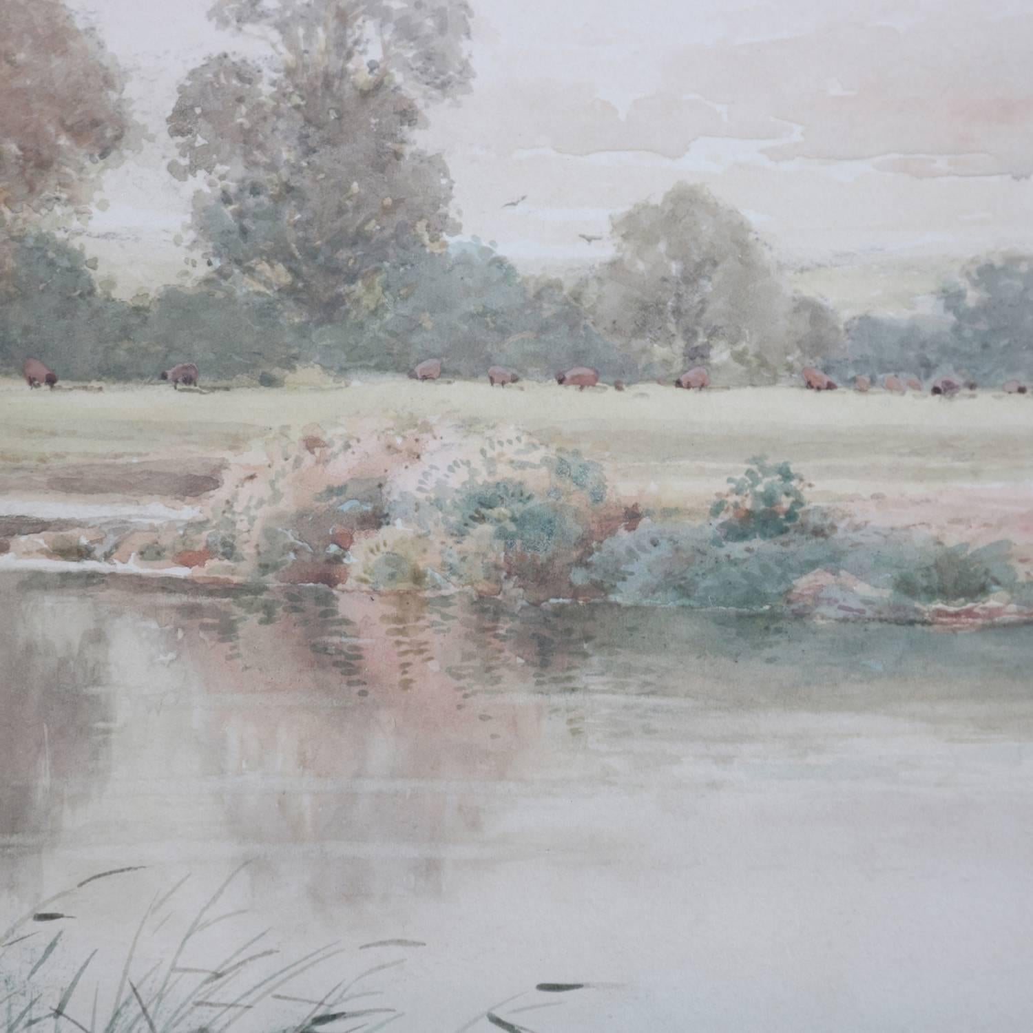 English Antique British Watercolor Landscape Painting Signed Creswick Boydell circa 1903