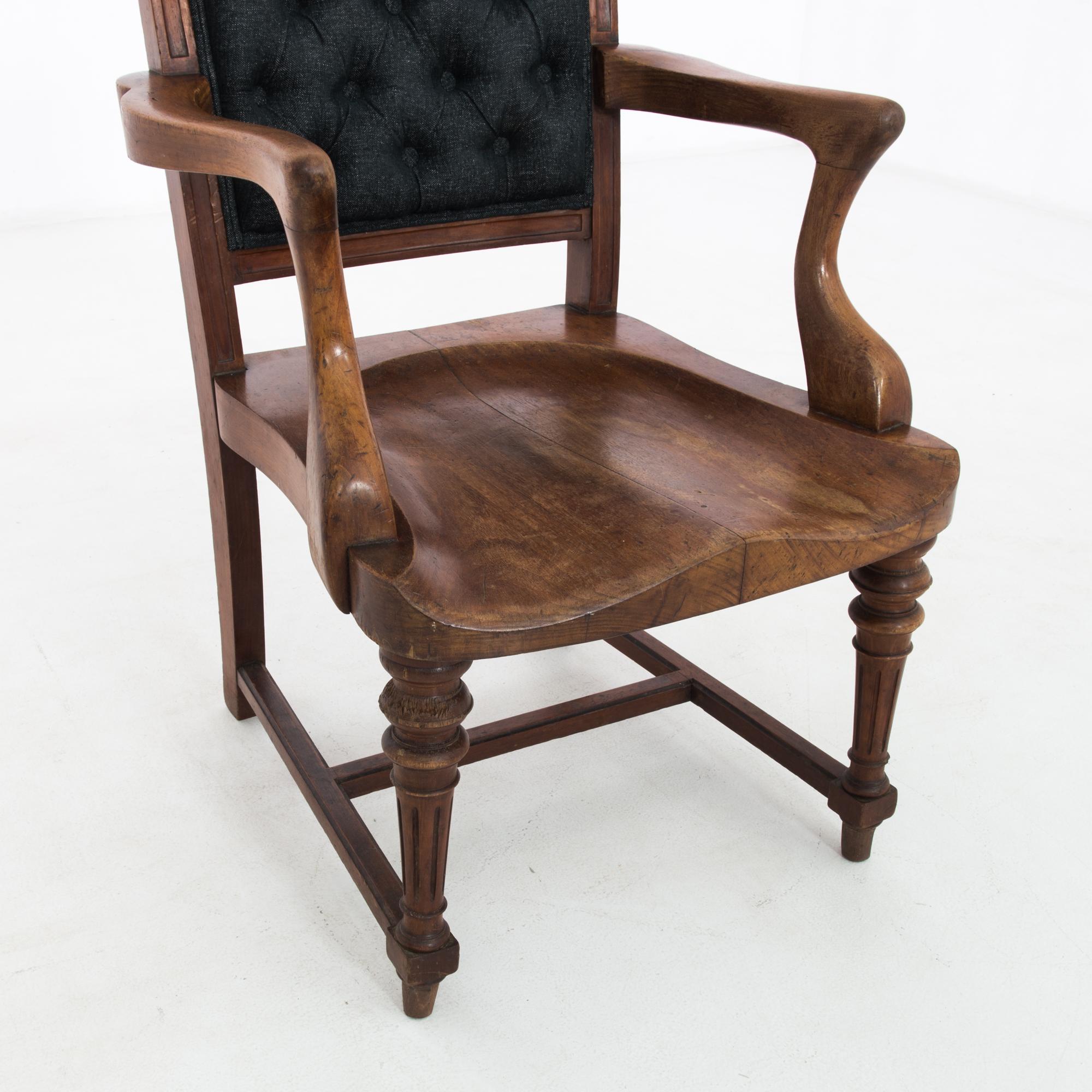 Antique British Wooden Armchair with Upholstered Back 3