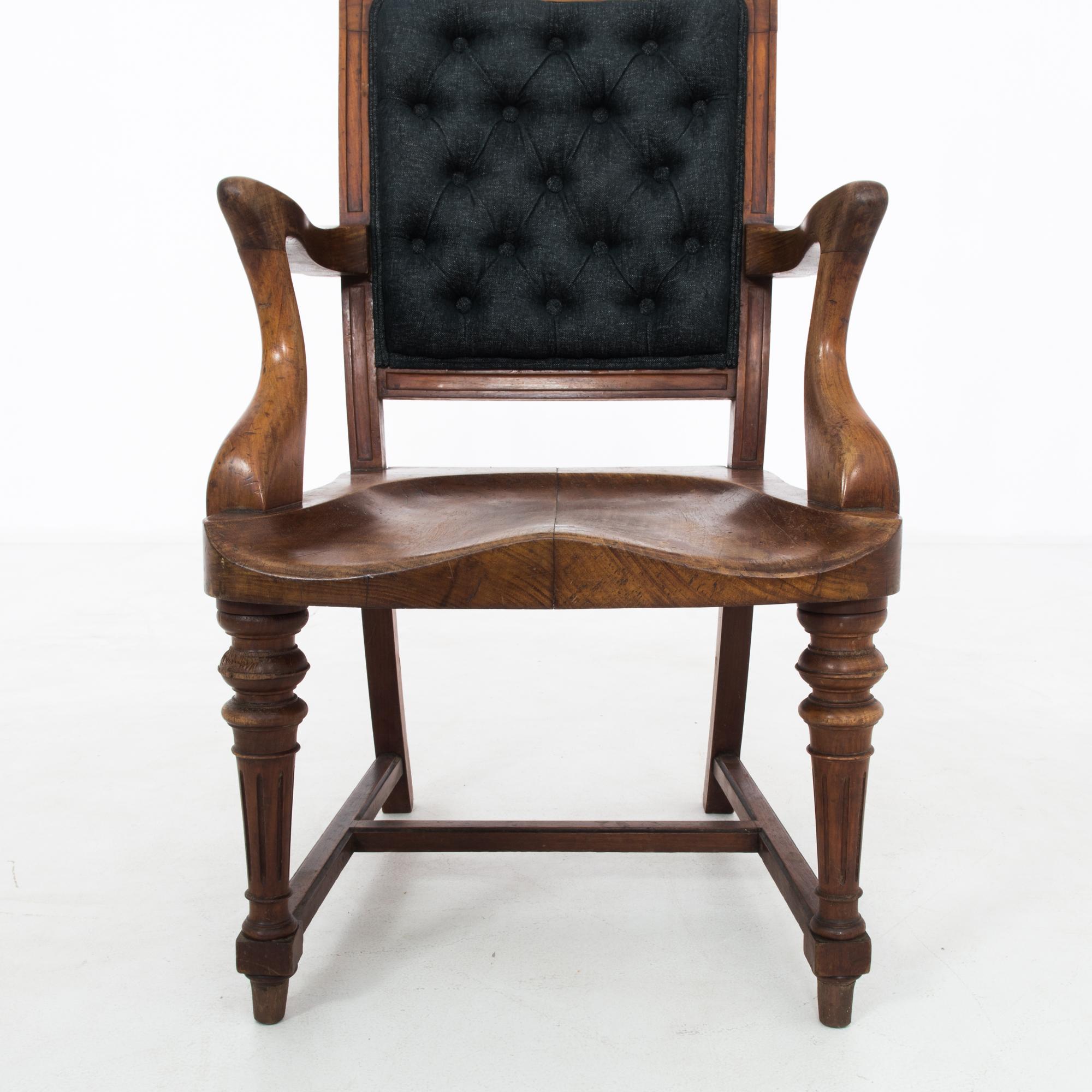 Antique British Wooden Armchair with Upholstered Back 4