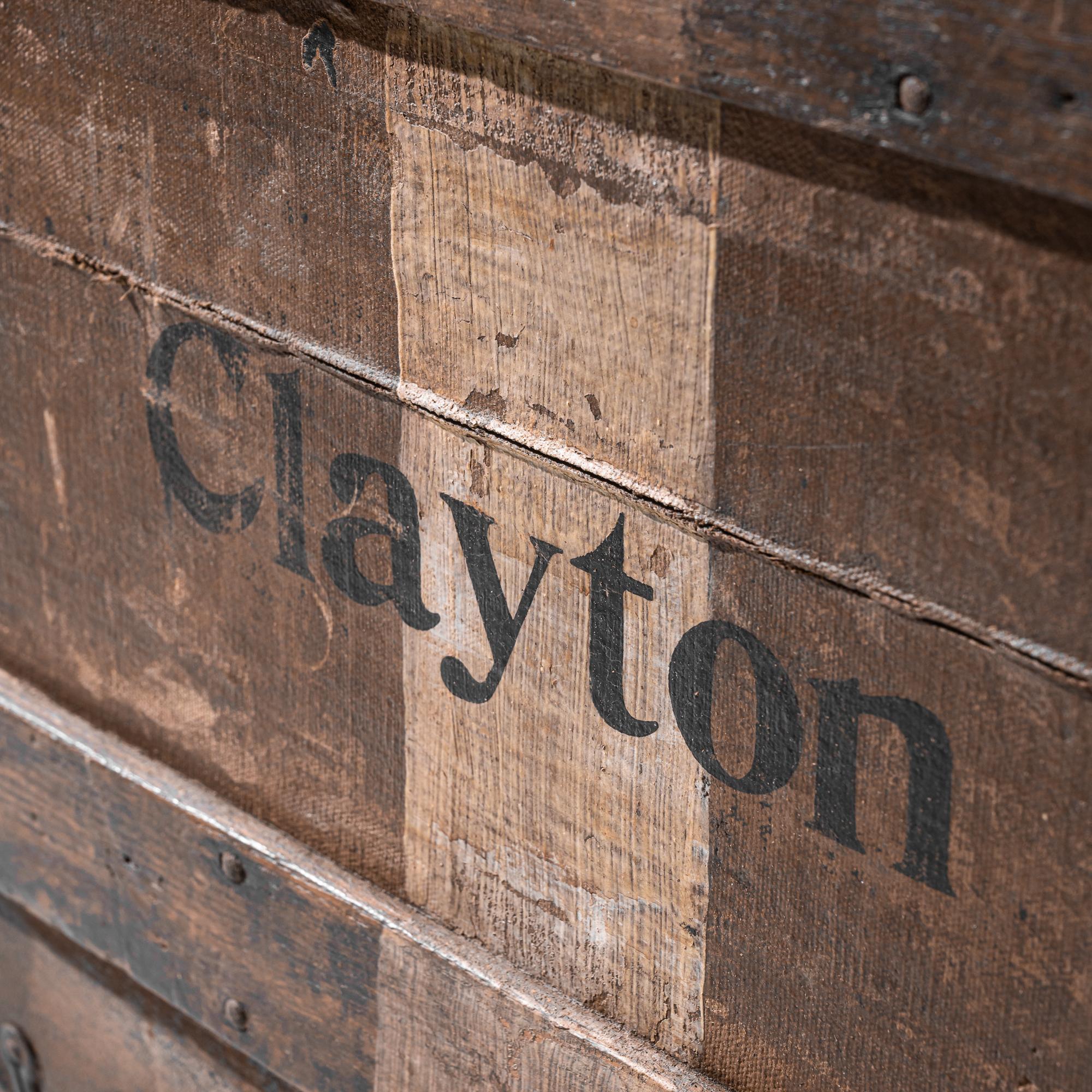Antique British Wooden Trunk “Clayton” For Sale 2