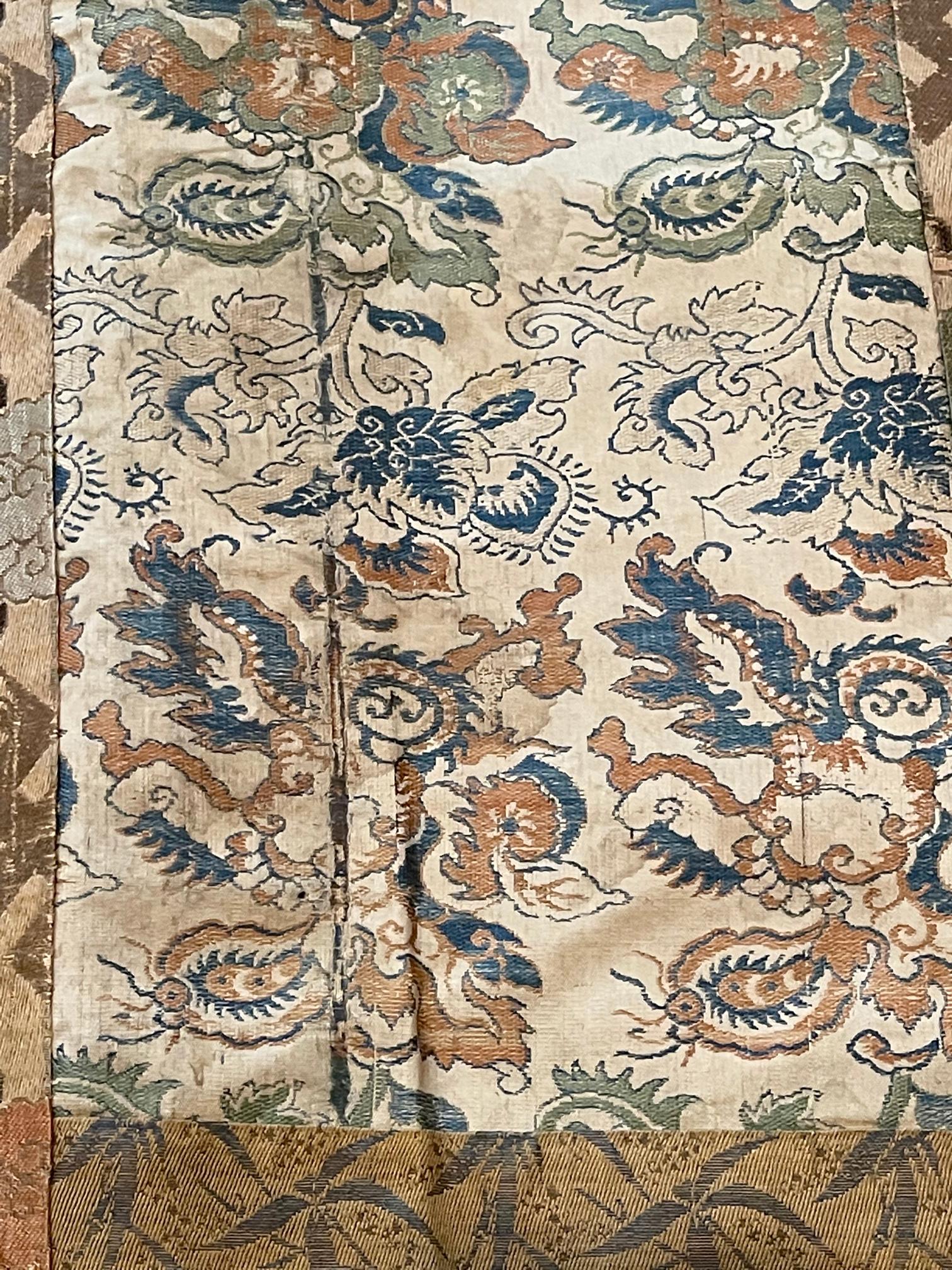 Antike Kesa Monk's Patched Robe Edo-Periode aus Brokat im Angebot 3