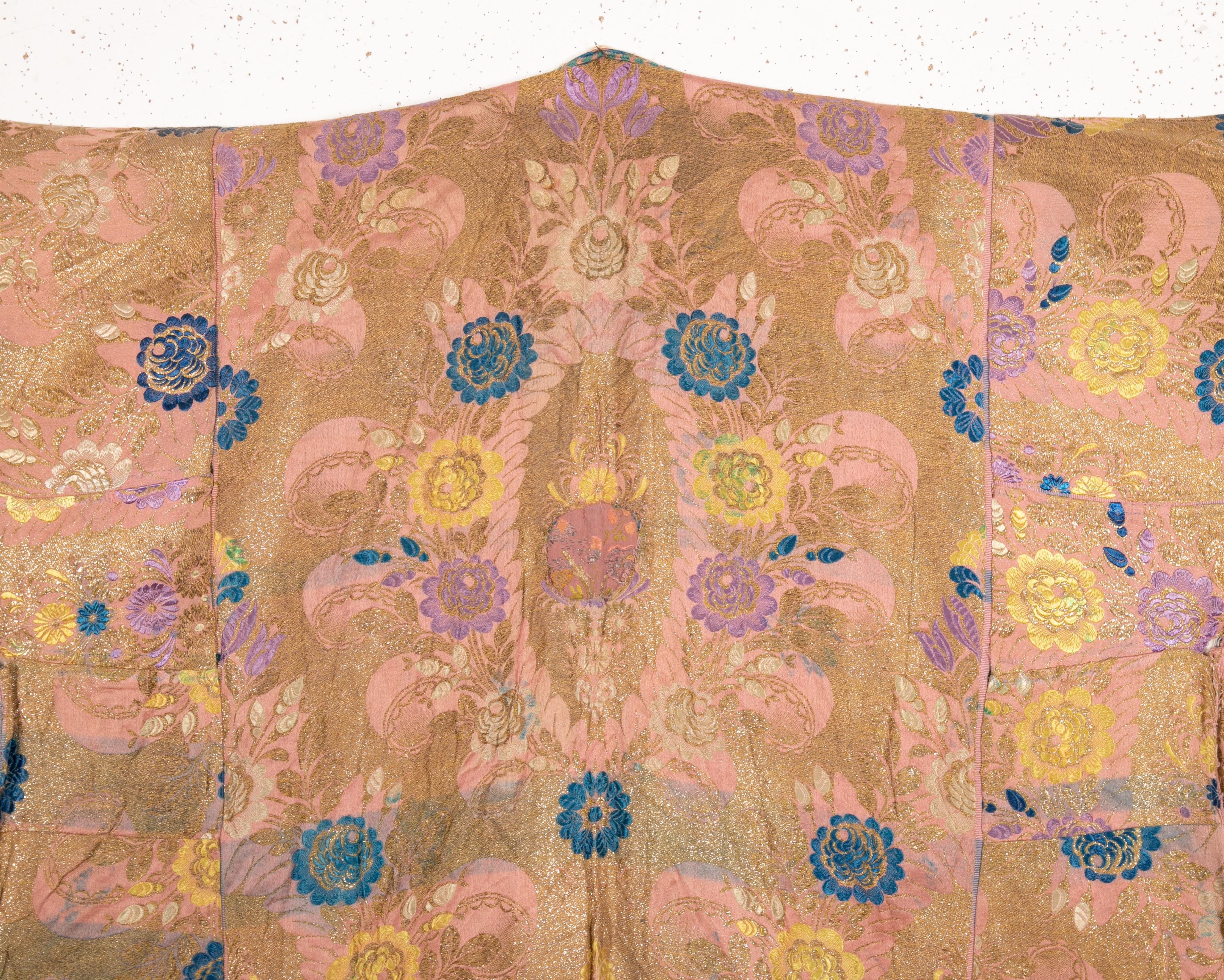 Silk Antique Brocaded Moroccan Kaftan, Early 20th Century