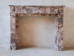 Antique Brocatelle Marble Fireplace in Soft Pink, Peach, and Powder Tones