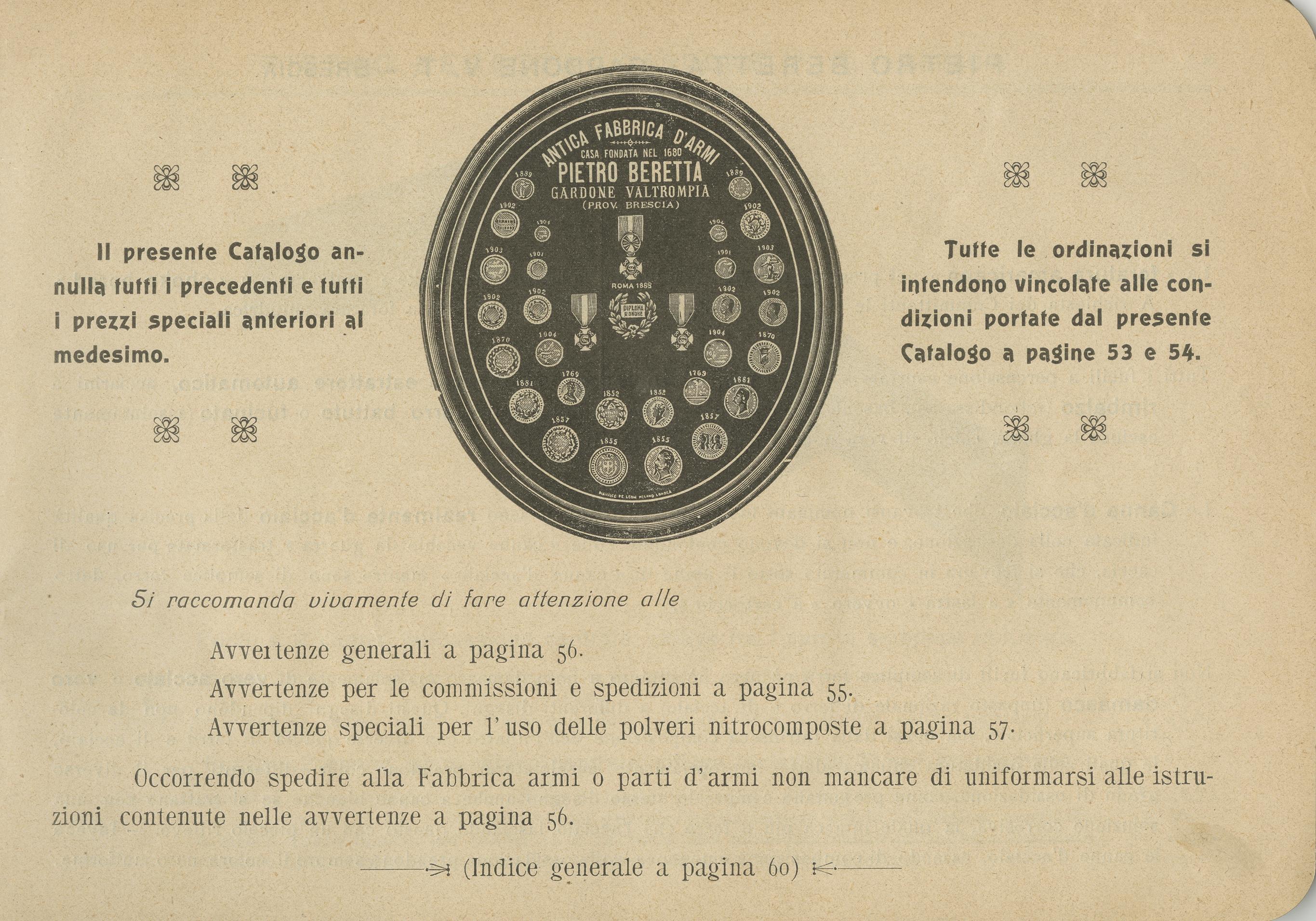20th Century Antique Brochure Weapon Catalogue for Pietro Beretta '1906' For Sale