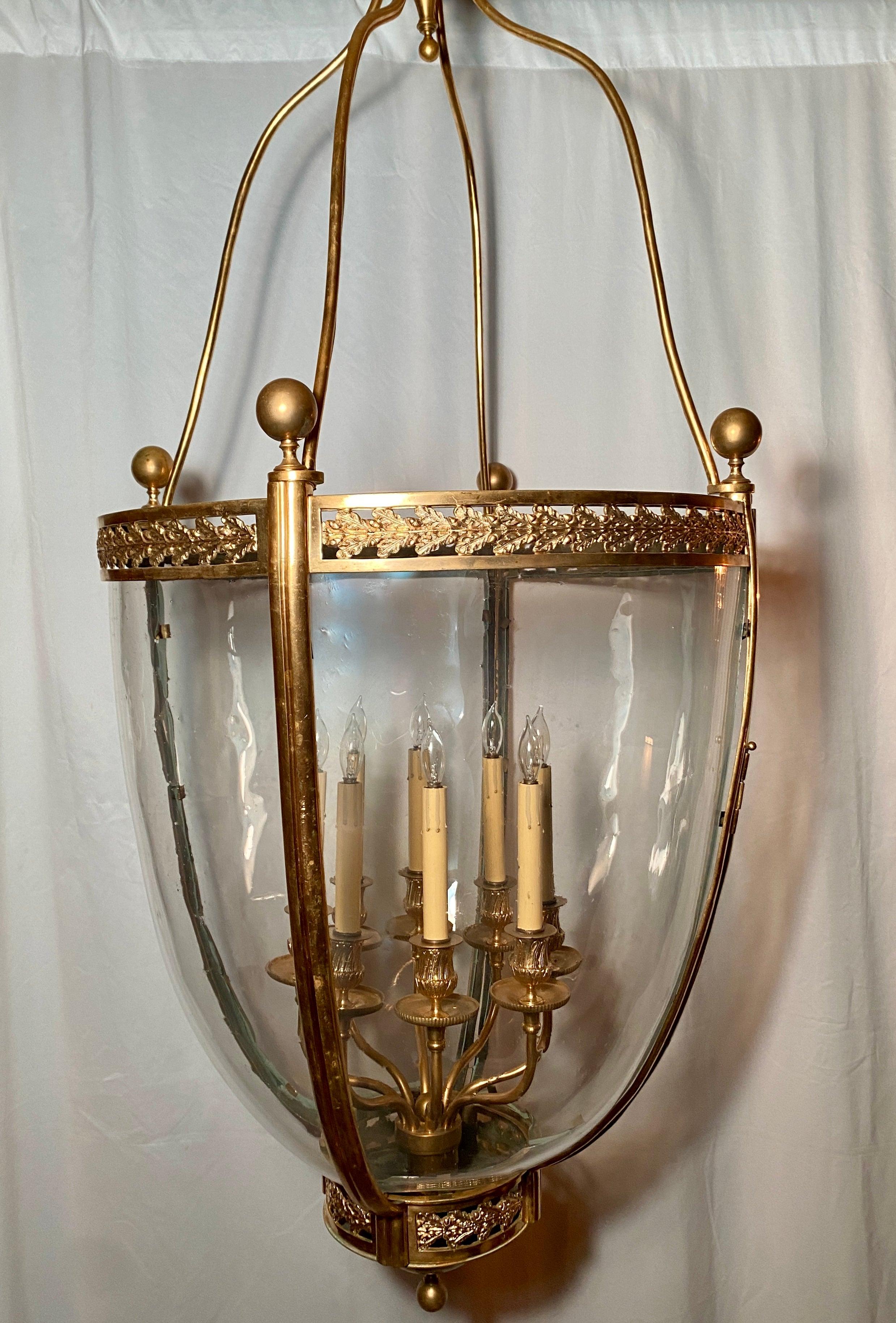 Antique bronze 19th century 8 light lantern, exceptional size.