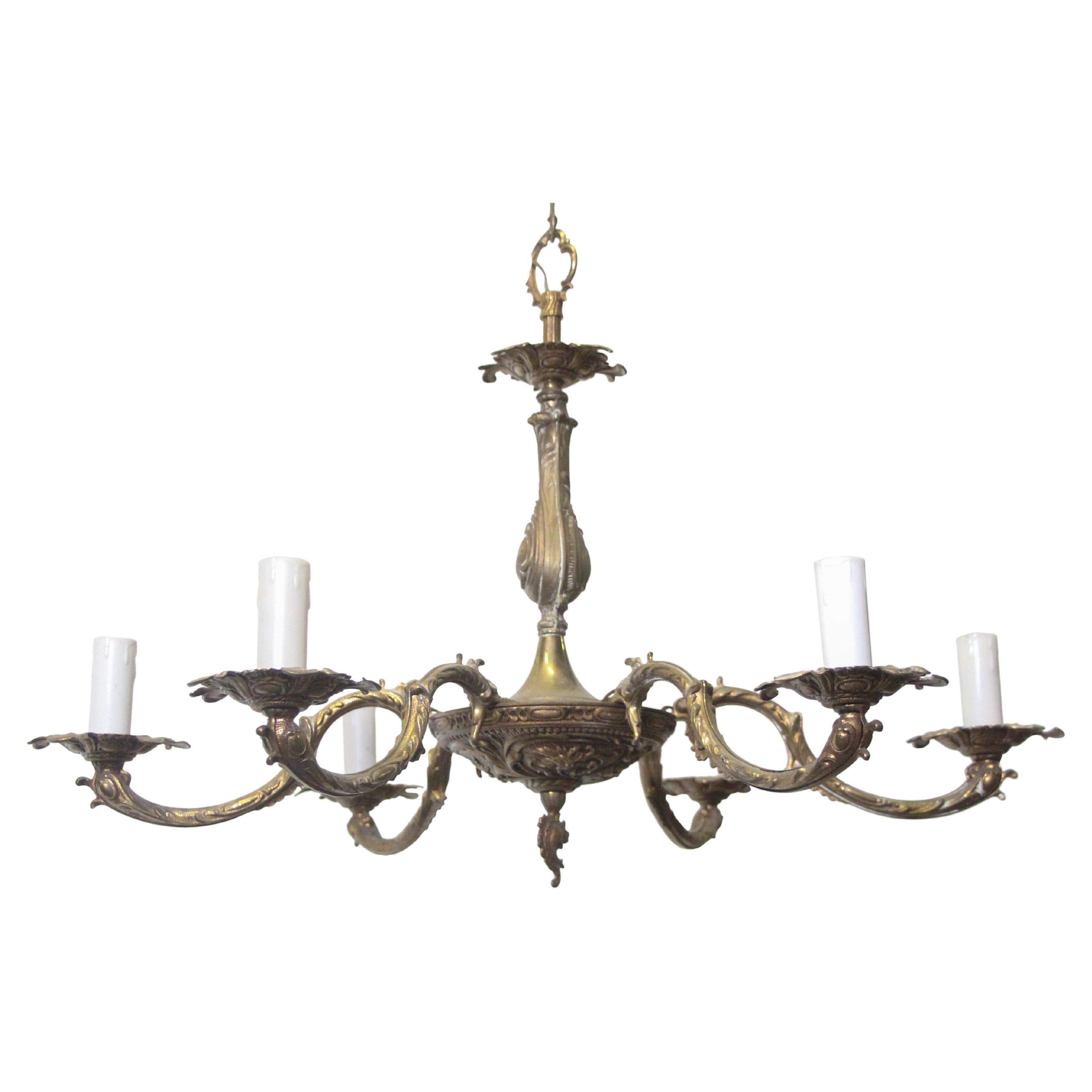 Seven Arm Cast Bronze Edwardian Chandelier at 1stDibs