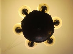 Antique Bronze and Alabaster Chandelier with Six Lights