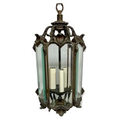 Colgante de Bronce Antiguo y Cristal Biselado